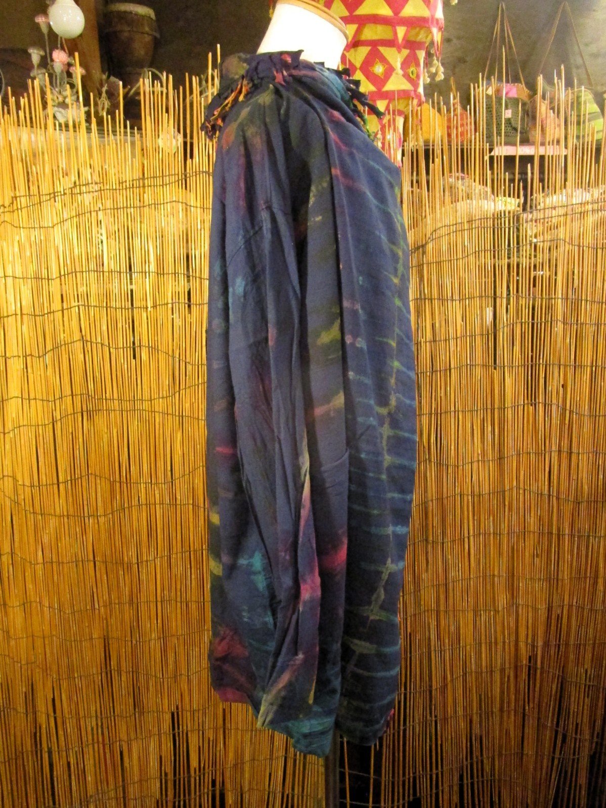 画像2: タイダイ染め＊コットン素材＊ゆったりサイズ＊２ＷＡＹ＊フリンジ＊スナフキン＊旅人風コート