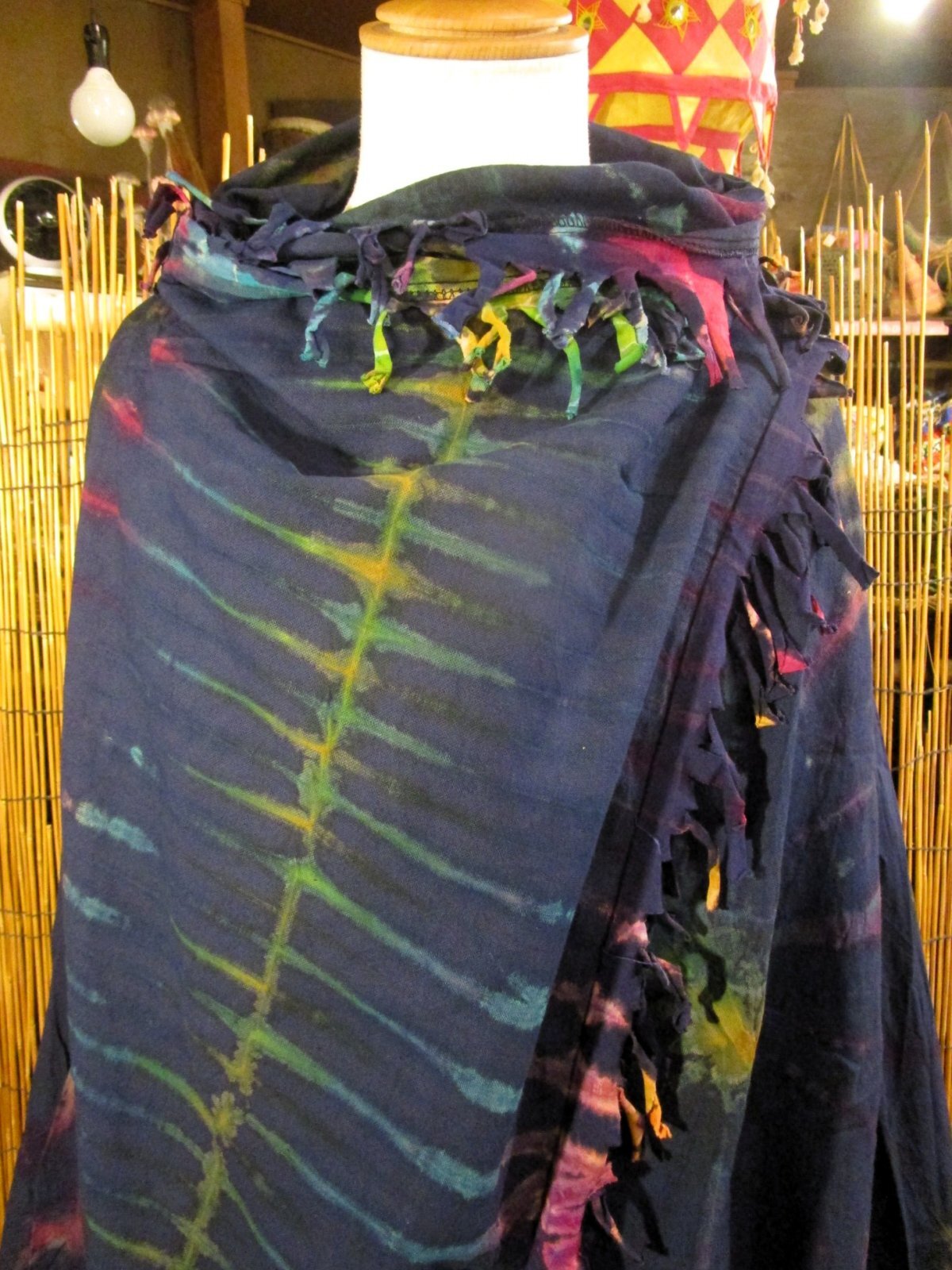 画像: タイダイ染め＊コットン素材＊ゆったりサイズ＊２ＷＡＹ＊フリンジ＊スナフキン＊旅人風コート