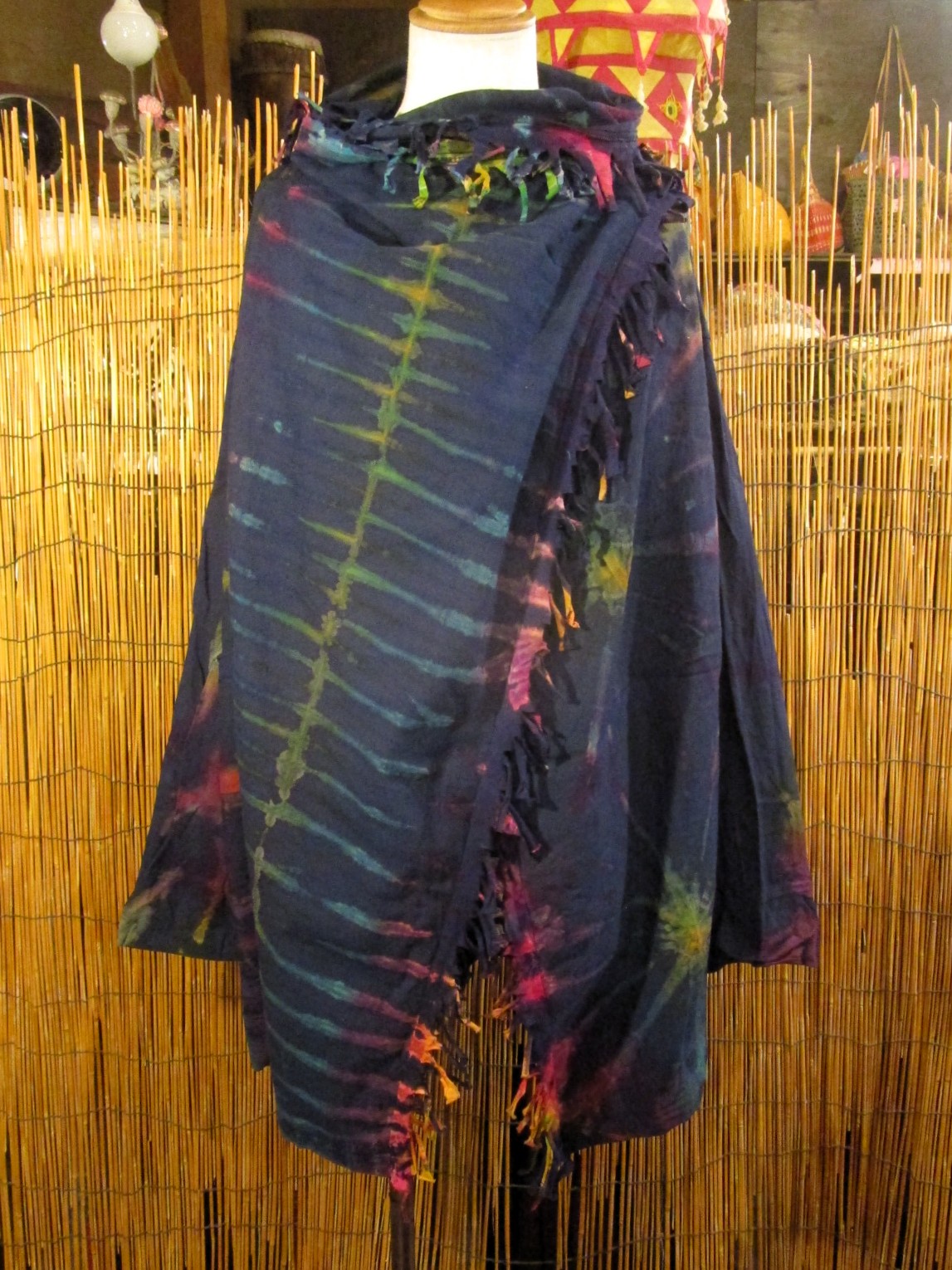 画像1: タイダイ染め＊コットン素材＊ゆったりサイズ＊２ＷＡＹ＊フリンジ＊スナフキン＊旅人風コート