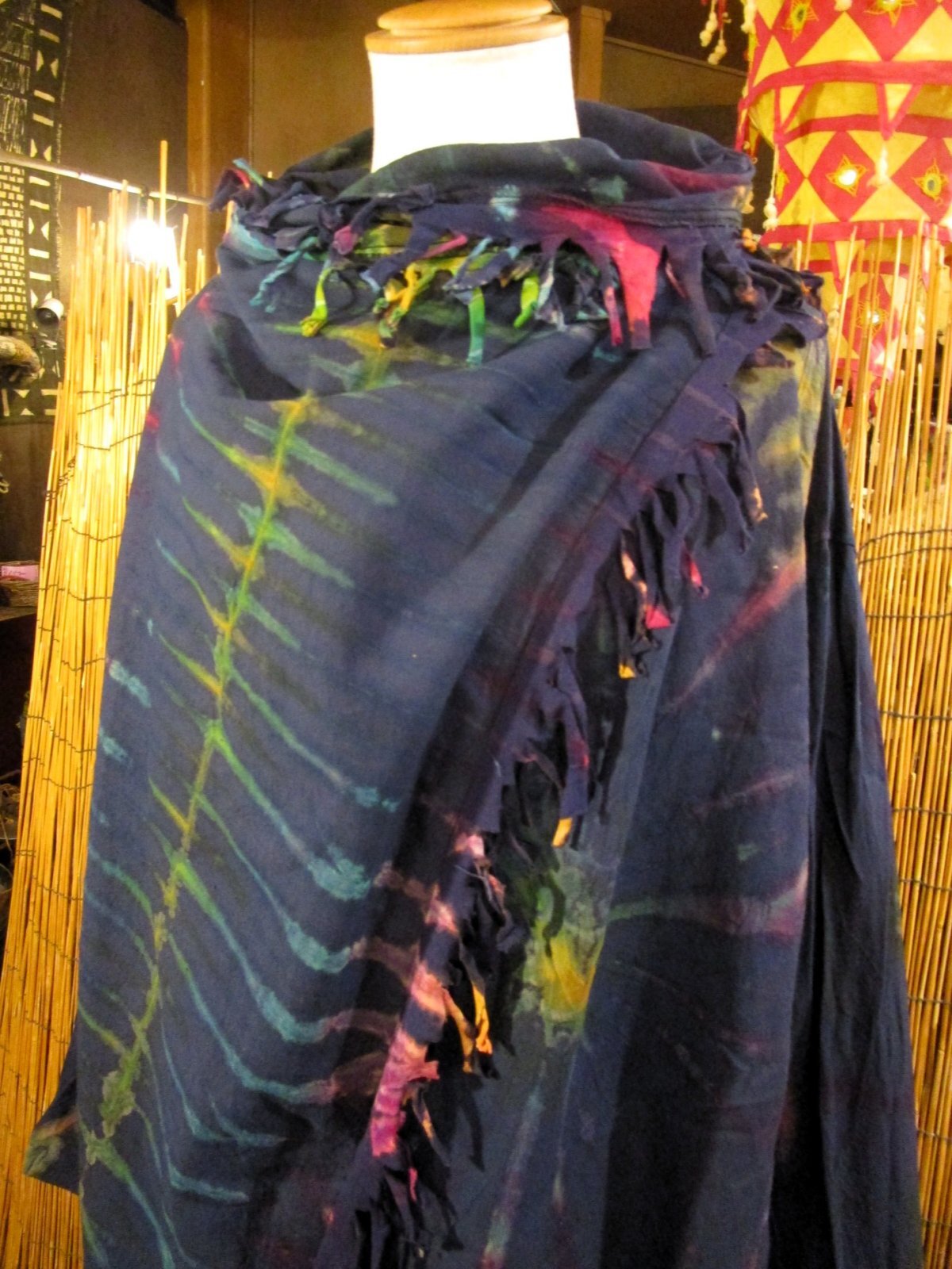 画像: タイダイ染め＊コットン素材＊ゆったりサイズ＊２ＷＡＹ＊フリンジ＊スナフキン＊旅人風コート