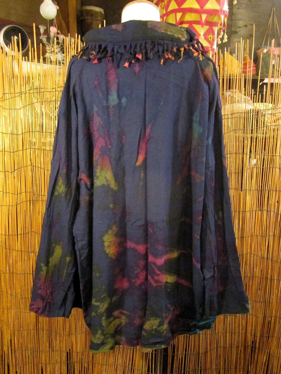 画像3: タイダイ染め＊コットン素材＊ゆったりサイズ＊２ＷＡＹ＊フリンジ＊スナフキン＊旅人風コート