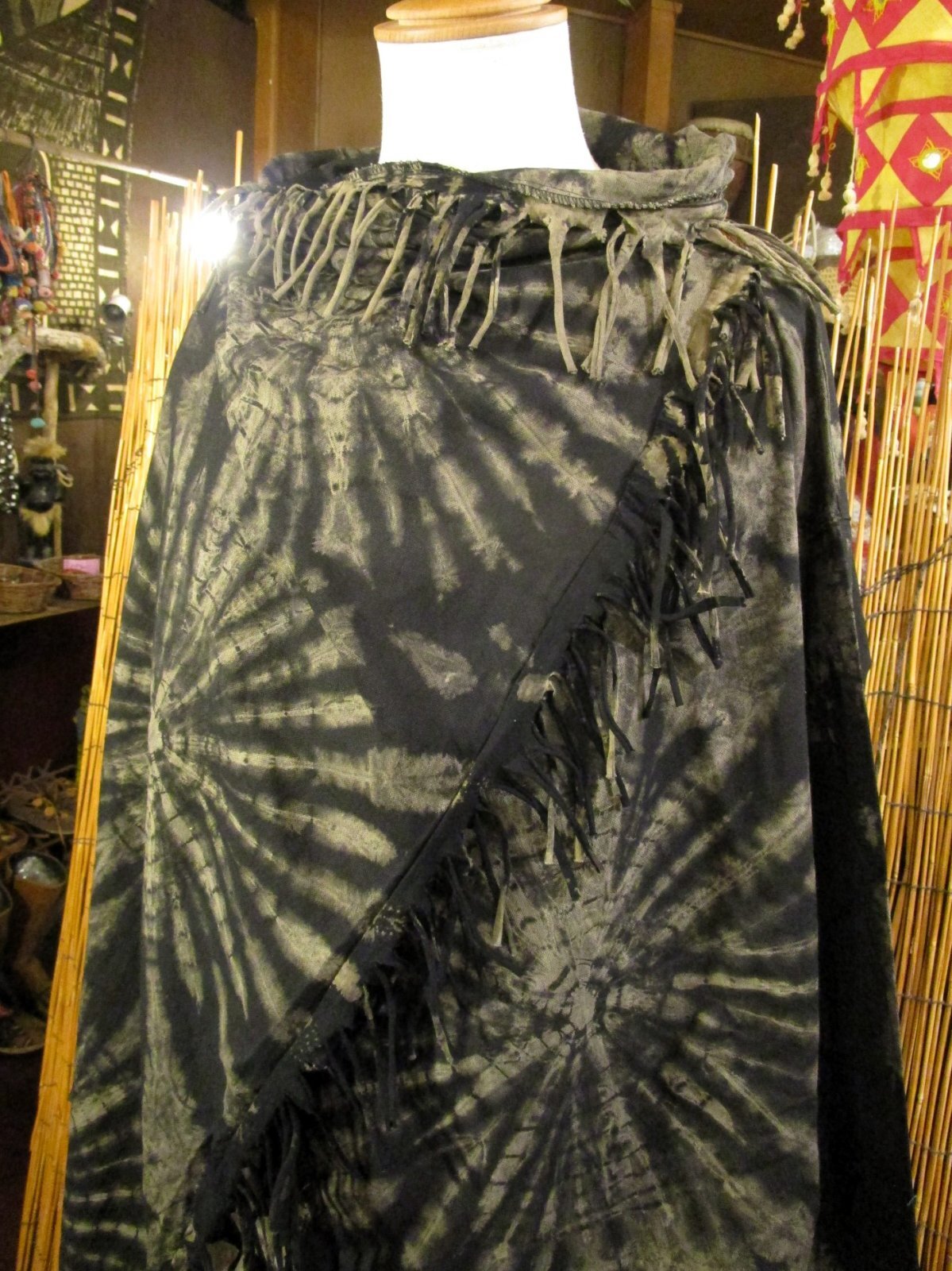 画像: タイダイ染め＊コットン素材＊ゆったりサイズ＊２ＷＡＹ＊フリンジ＊スナフキン＊旅人風コート