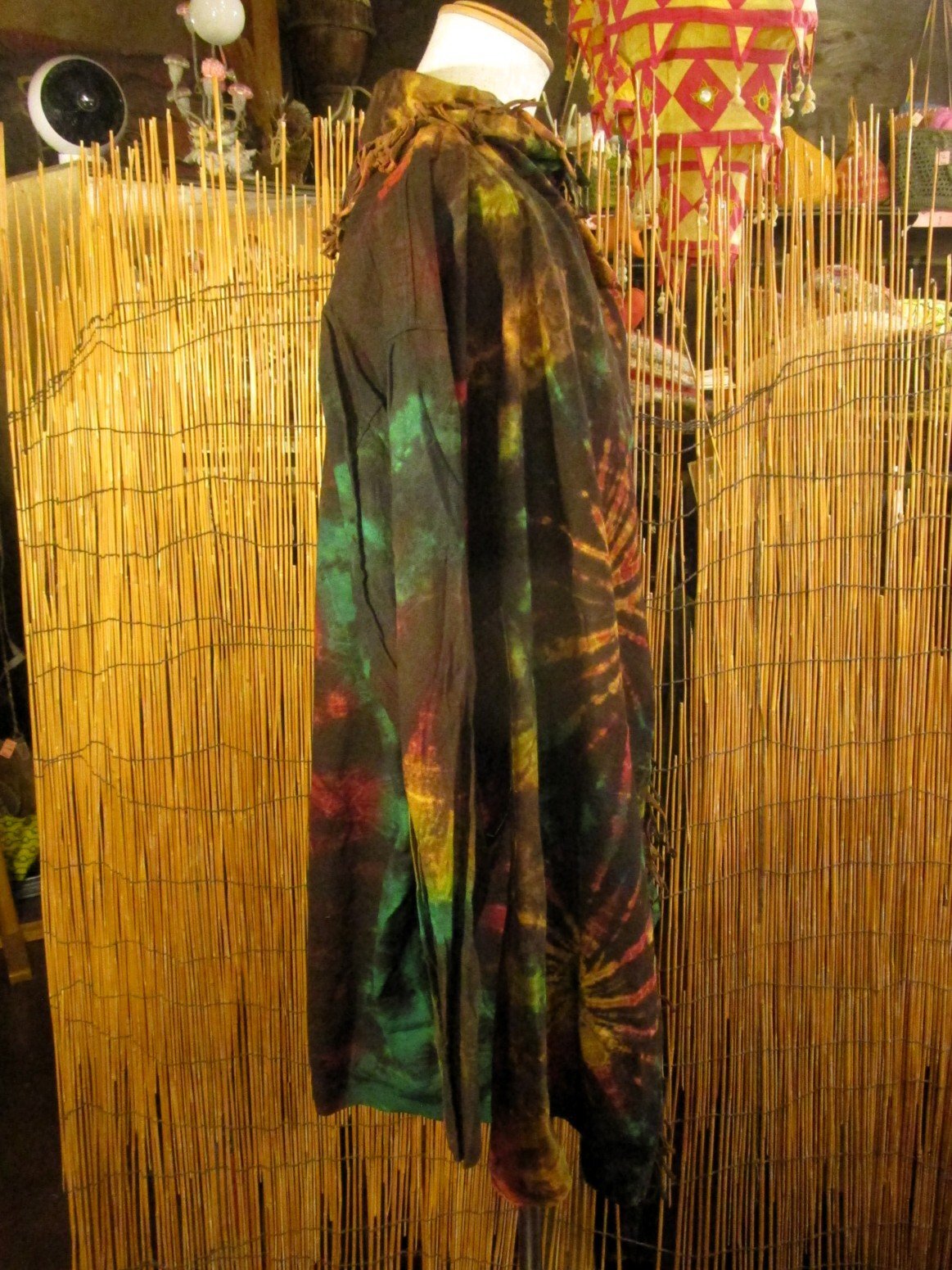 画像2: タイダイ染め＊コットン素材＊ゆったりサイズ＊２ＷＡＹ＊フリンジ＊スナフキン＊旅人風コート