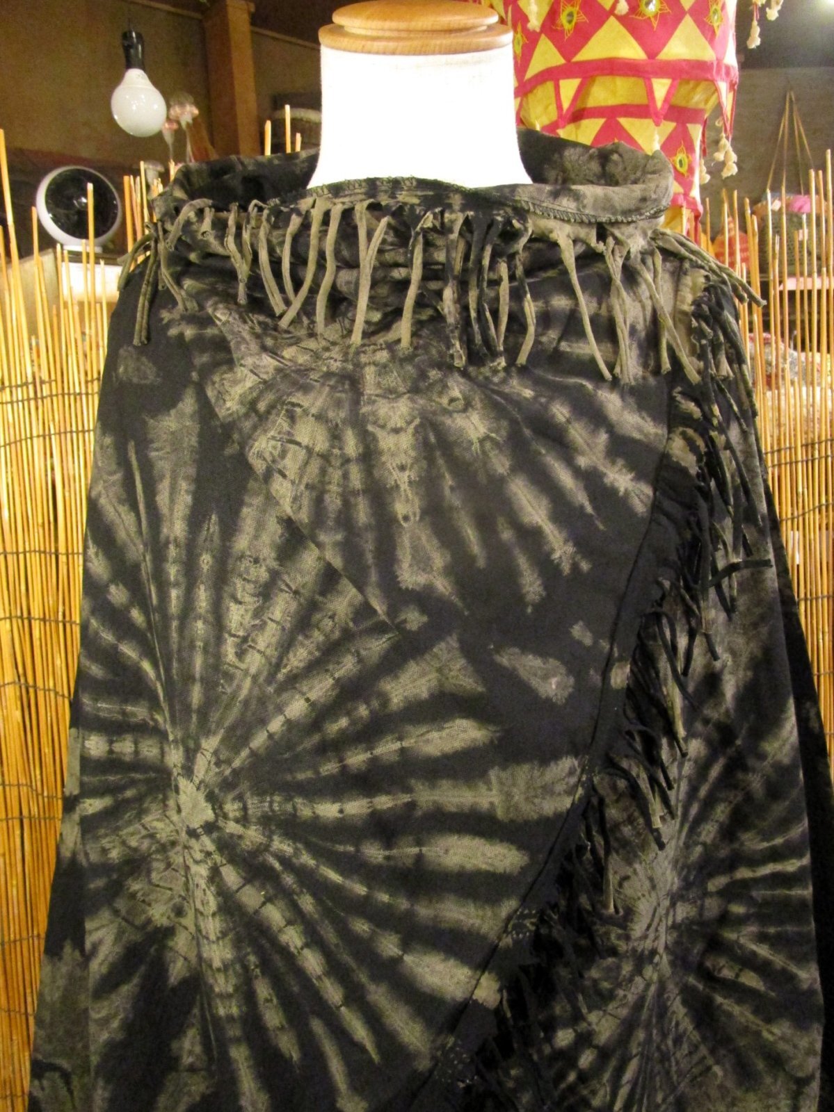 画像: タイダイ染め＊コットン素材＊ゆったりサイズ＊２ＷＡＹ＊フリンジ＊スナフキン＊旅人風コート