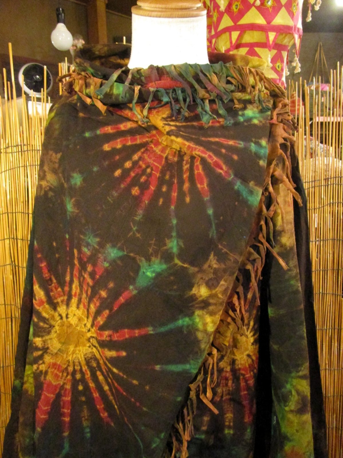 画像: タイダイ染め＊コットン素材＊ゆったりサイズ＊２ＷＡＹ＊フリンジ＊スナフキン＊旅人風コート