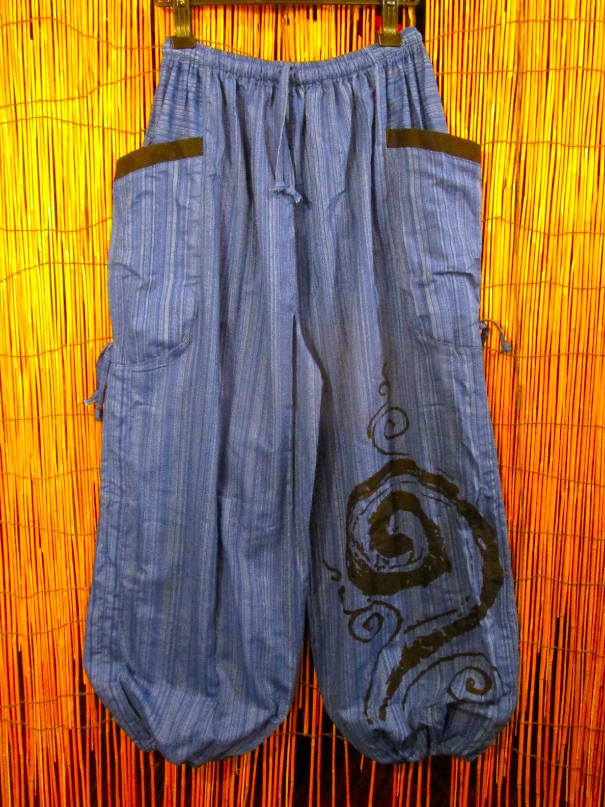 画像1: 渦巻きプリント＊コットン素材＊カーゴタイプ＊ふんわり＊アラジンパンツ