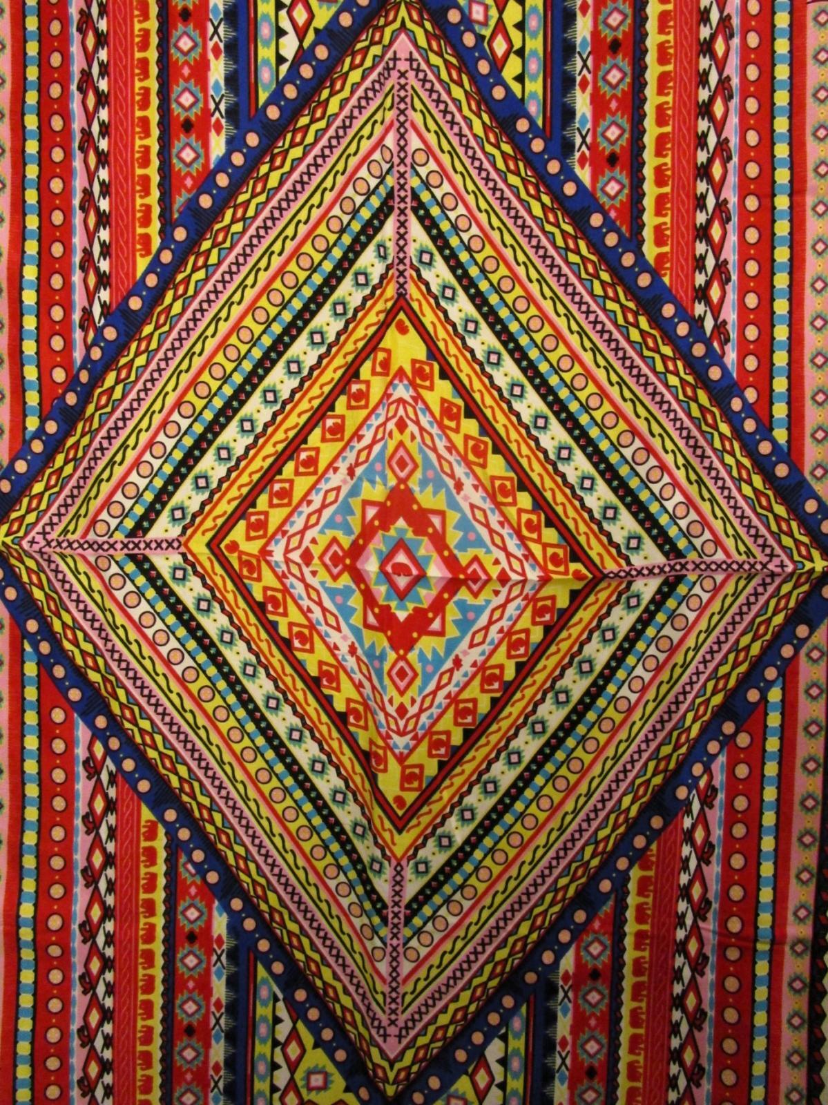 画像: ボヘミアンプリント＊ポリエステル素材＊タッセル付き＊大判ストール＊マルチクロス