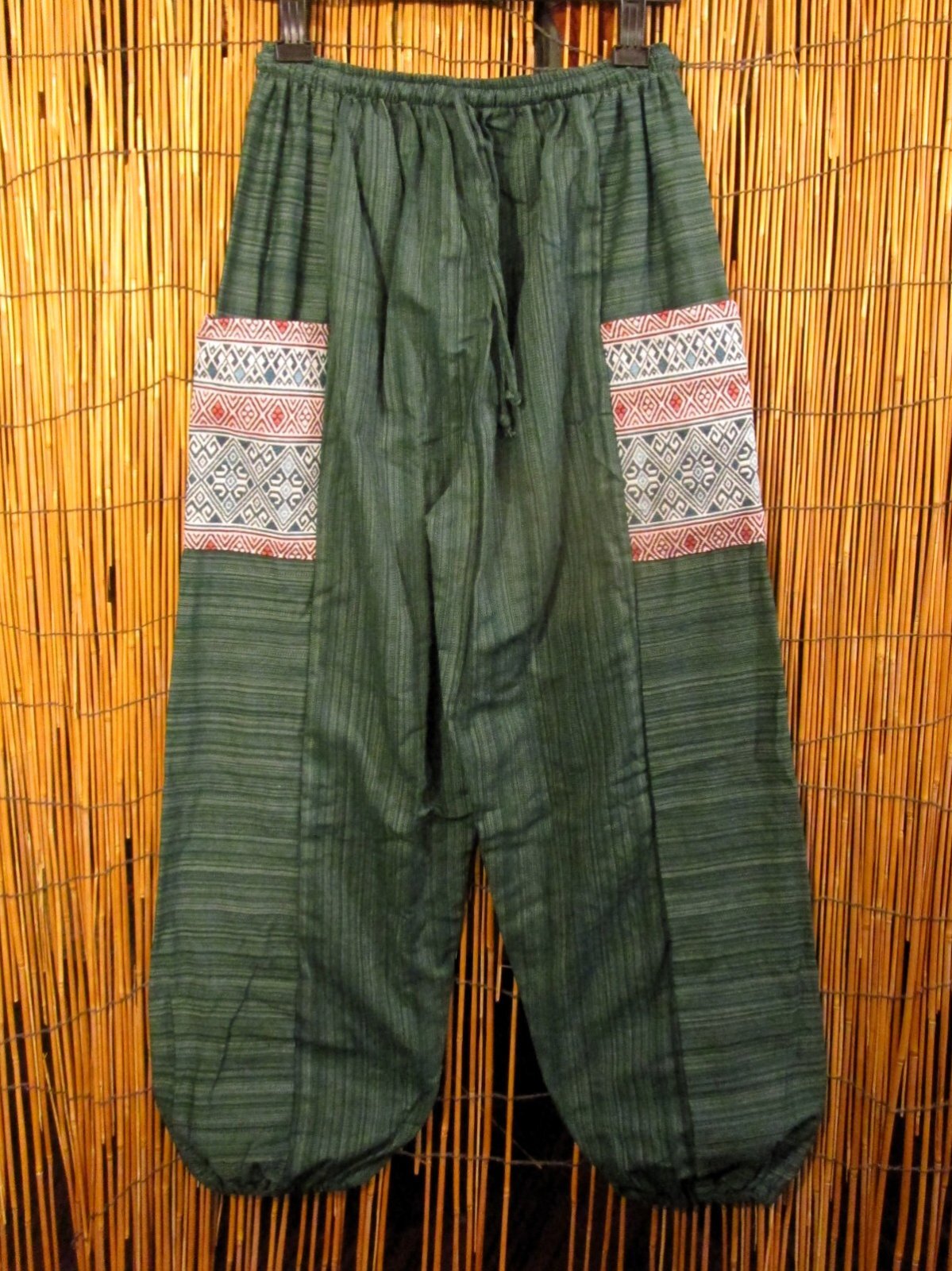 画像1: 織り柄＊パッチポケット＊コットン素材＊アラジンパンツ