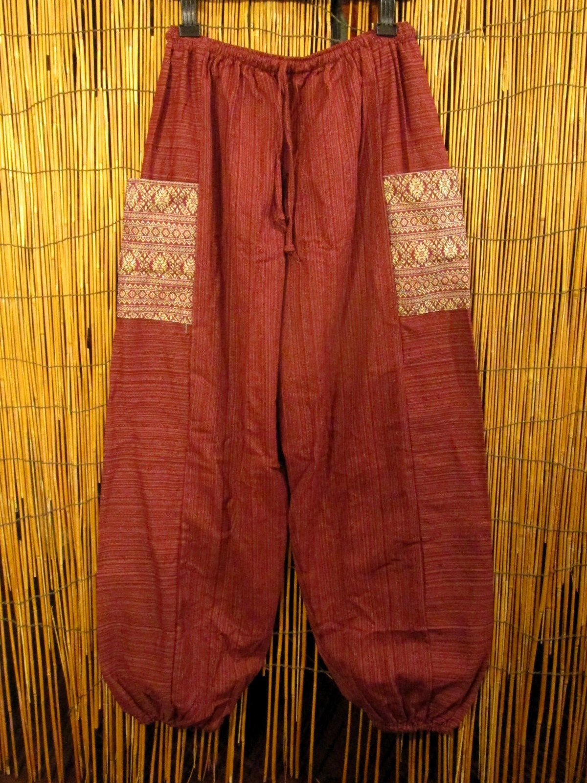 画像1: 織り柄＊パッチポケット＊コットン素材＊アラジンパンツ