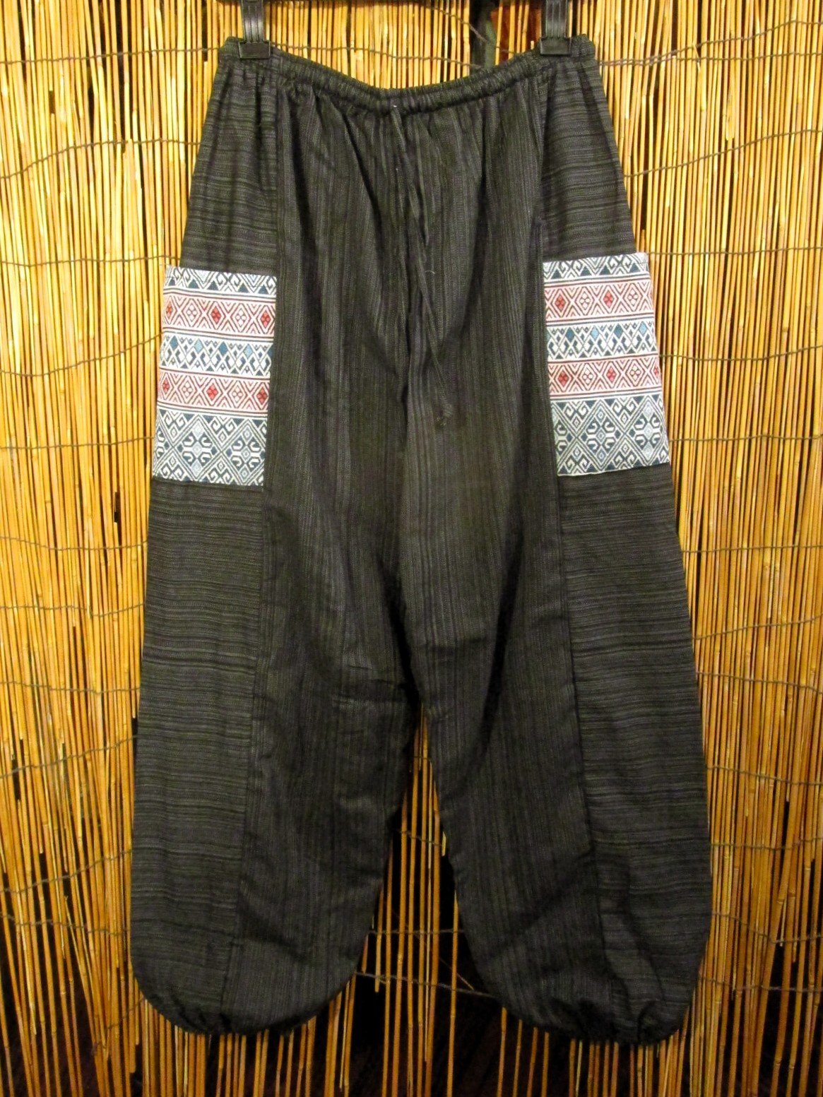 画像1: 織り柄＊パッチポケット＊コットン素材＊アラジンパンツ