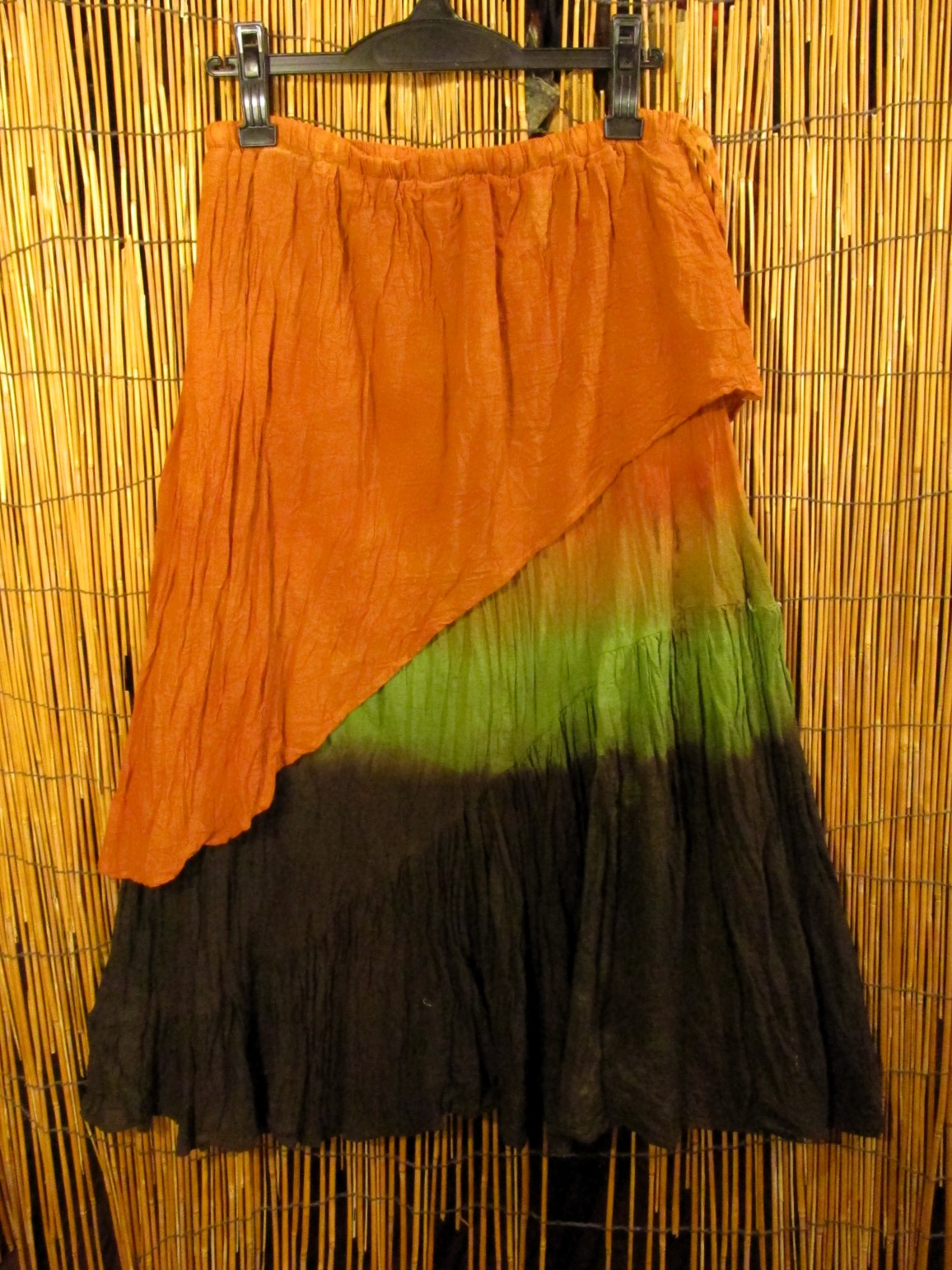 画像1: 手染め＊コットン素材＊別生地付き＊グラデーションカラー＊変型＊ロングスカート