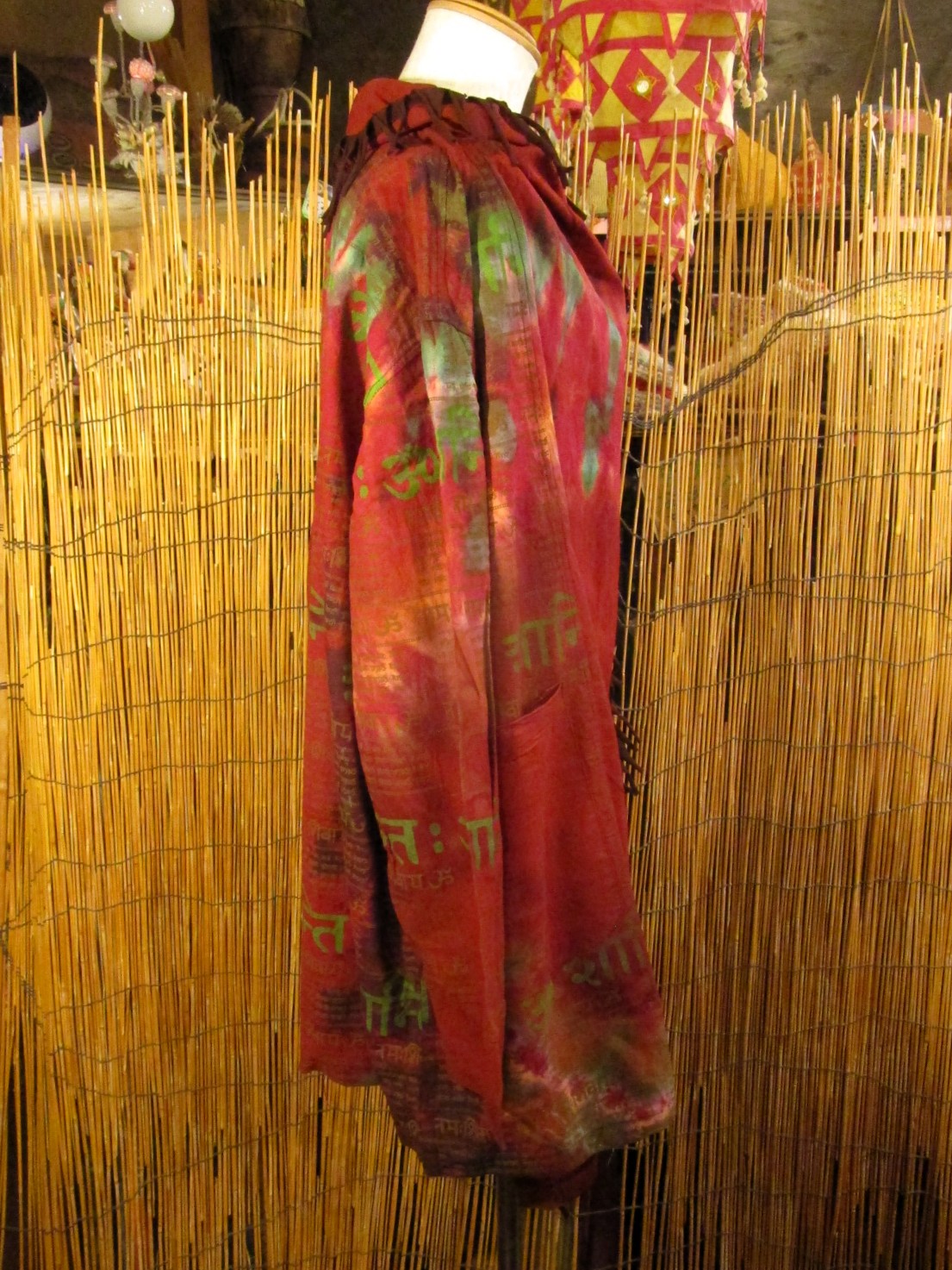 画像2: タイダイ染め＆民族調プリント＊コットン素材＊ゆったりサイズ＊２ＷＡＹ＊フリンジ＊スナフキン＊旅人風コート