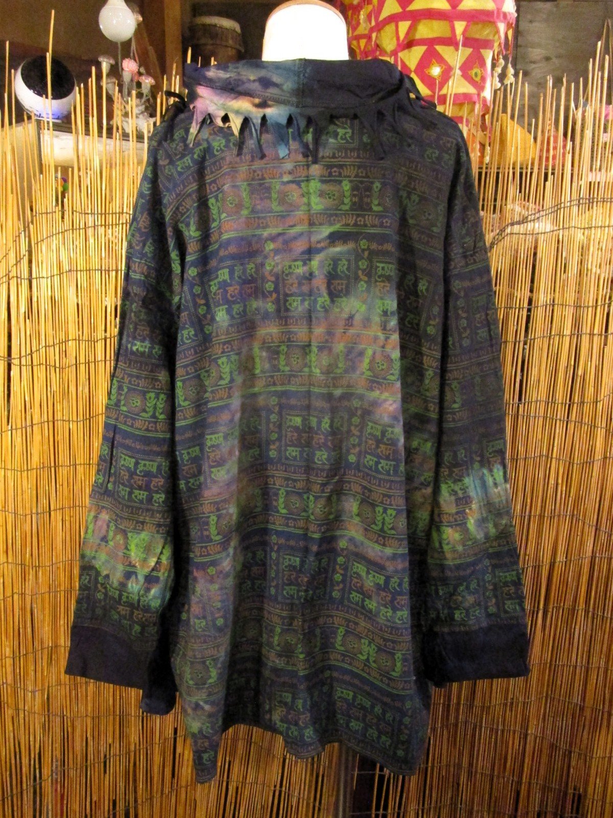 画像3: タイダイ染め＆民族調プリント＊コットン素材＊ゆったりサイズ＊２ＷＡＹ＊フリンジ＊スナフキン＊旅人風コート