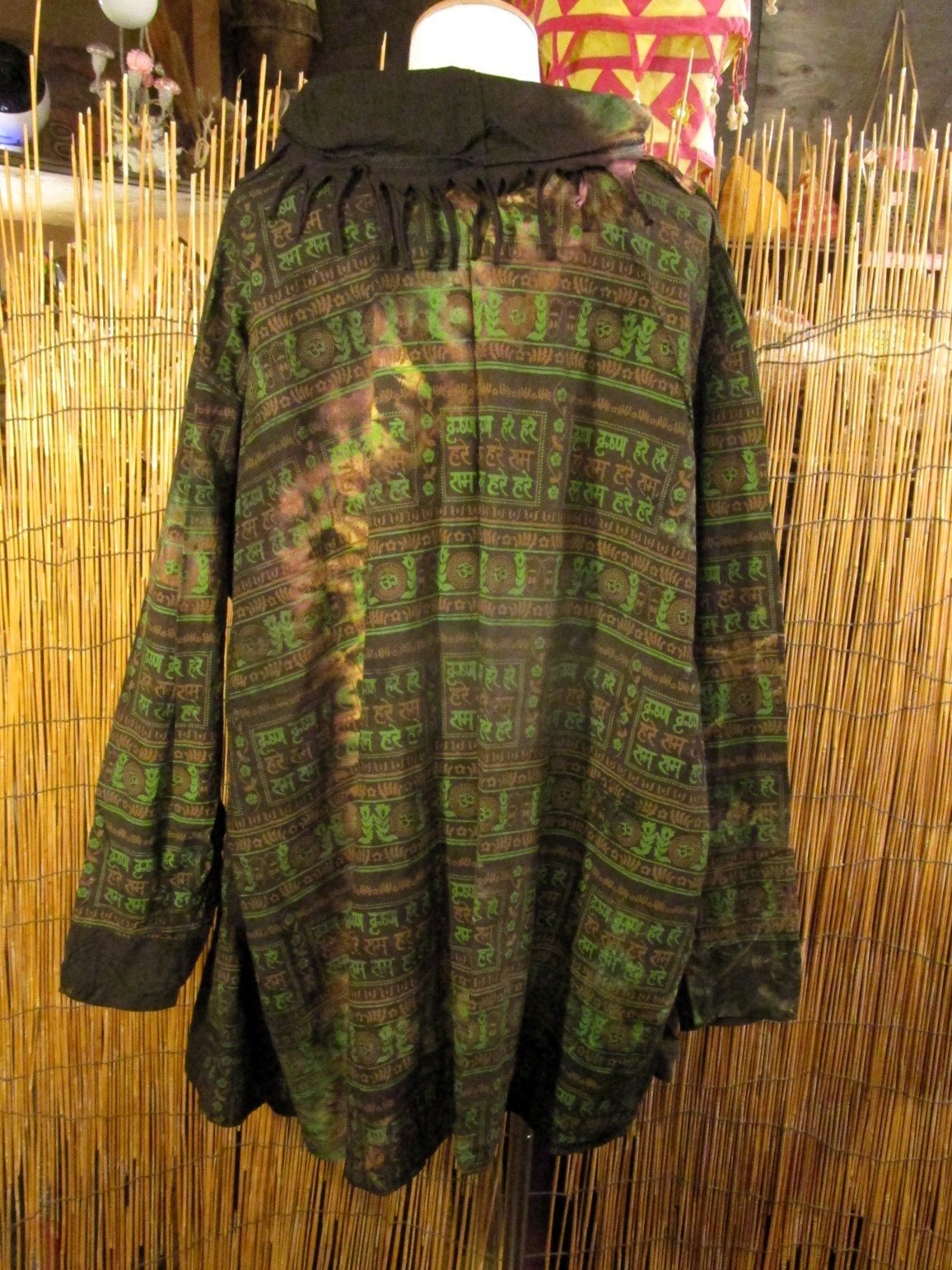 画像3: タイダイ染め＆民族調プリント＊コットン素材＊ゆったりサイズ＊２ＷＡＹ＊フリンジ＊スナフキン＊旅人風コート