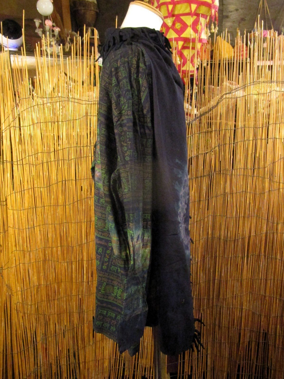 画像2: タイダイ染め＆民族調プリント＊コットン素材＊ゆったりサイズ＊２ＷＡＹ＊フリンジ＊スナフキン＊旅人風コート