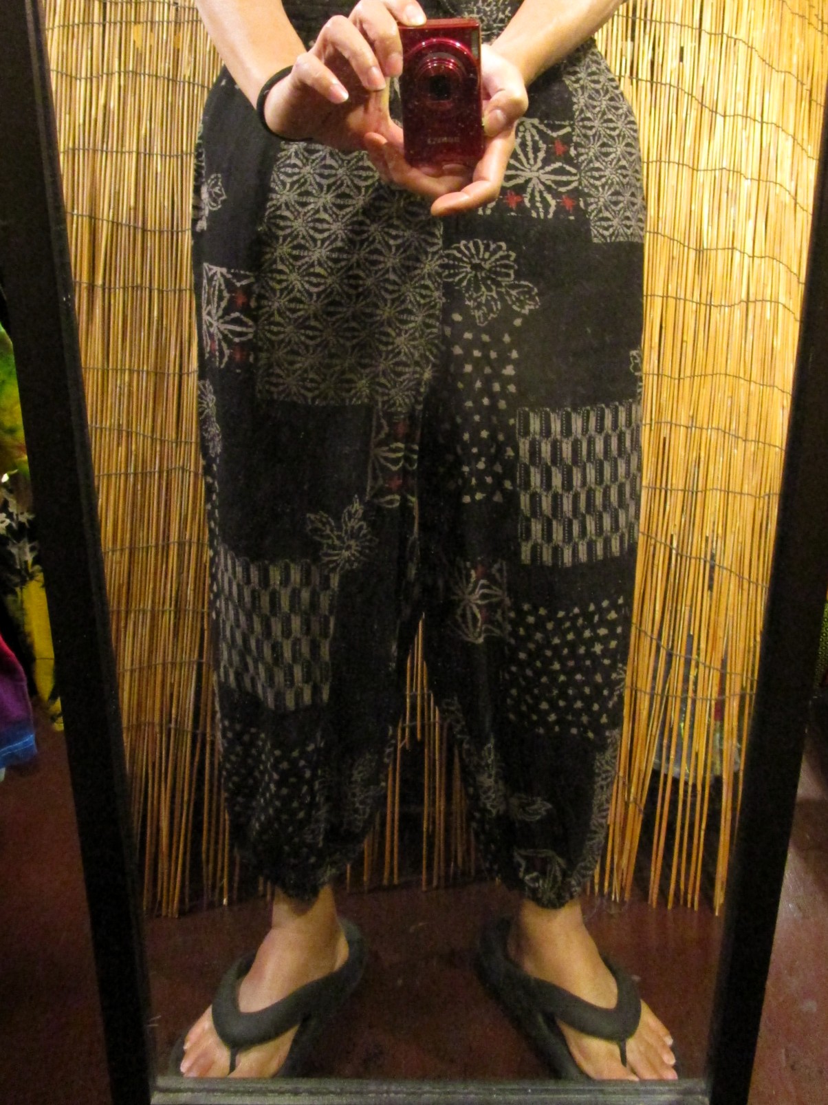 画像: 粗織り＊コットン素材＊和風プリント＊もんぺ風＊アラジンパンツ 