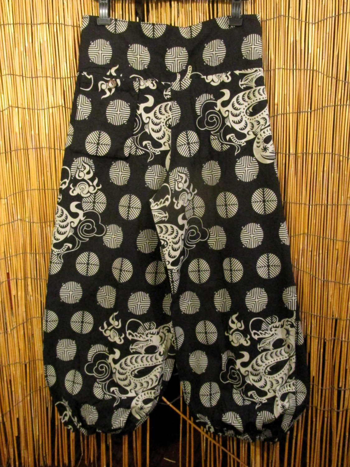 画像1: 和風プリント＊コットン素材＊ポケット付き＊ふんわりシルエット＊アラジンパンツ 