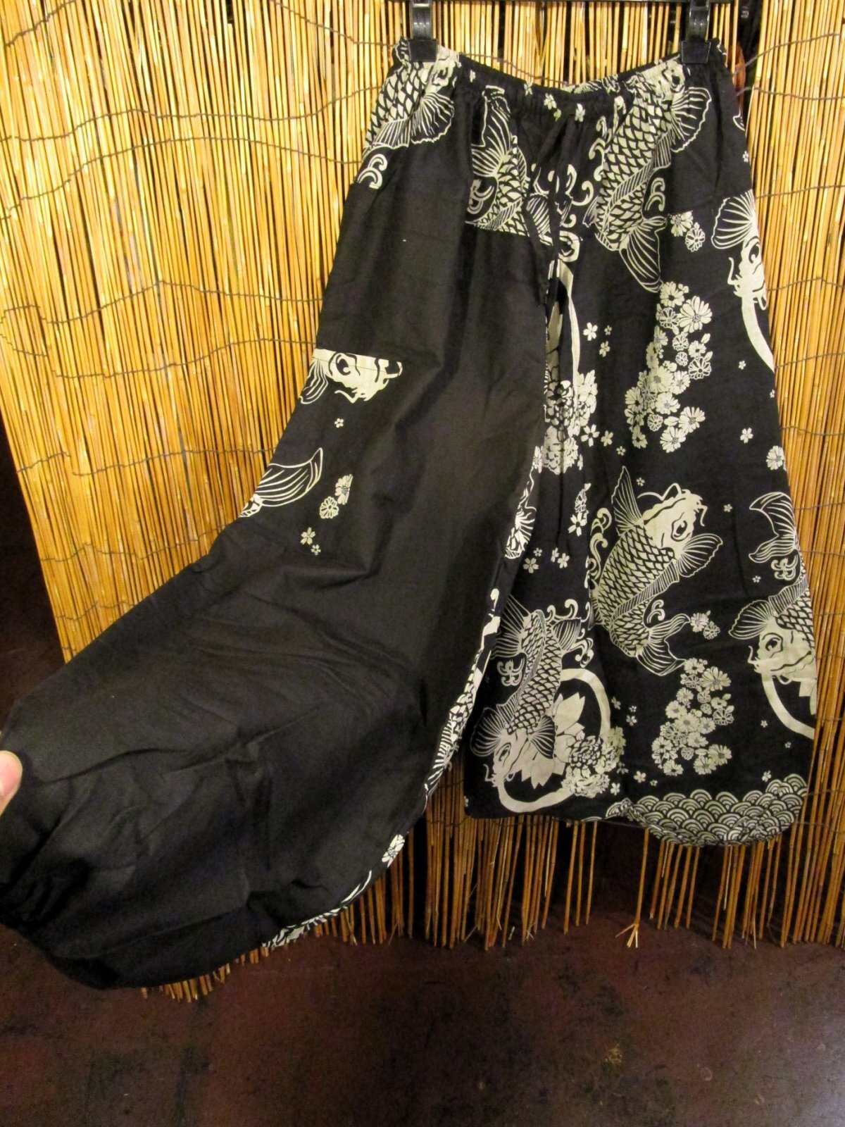 画像3: 黒色＋和風プリント＊切り替え＊コットン素材＊ふんわり＊サルエルパンツ