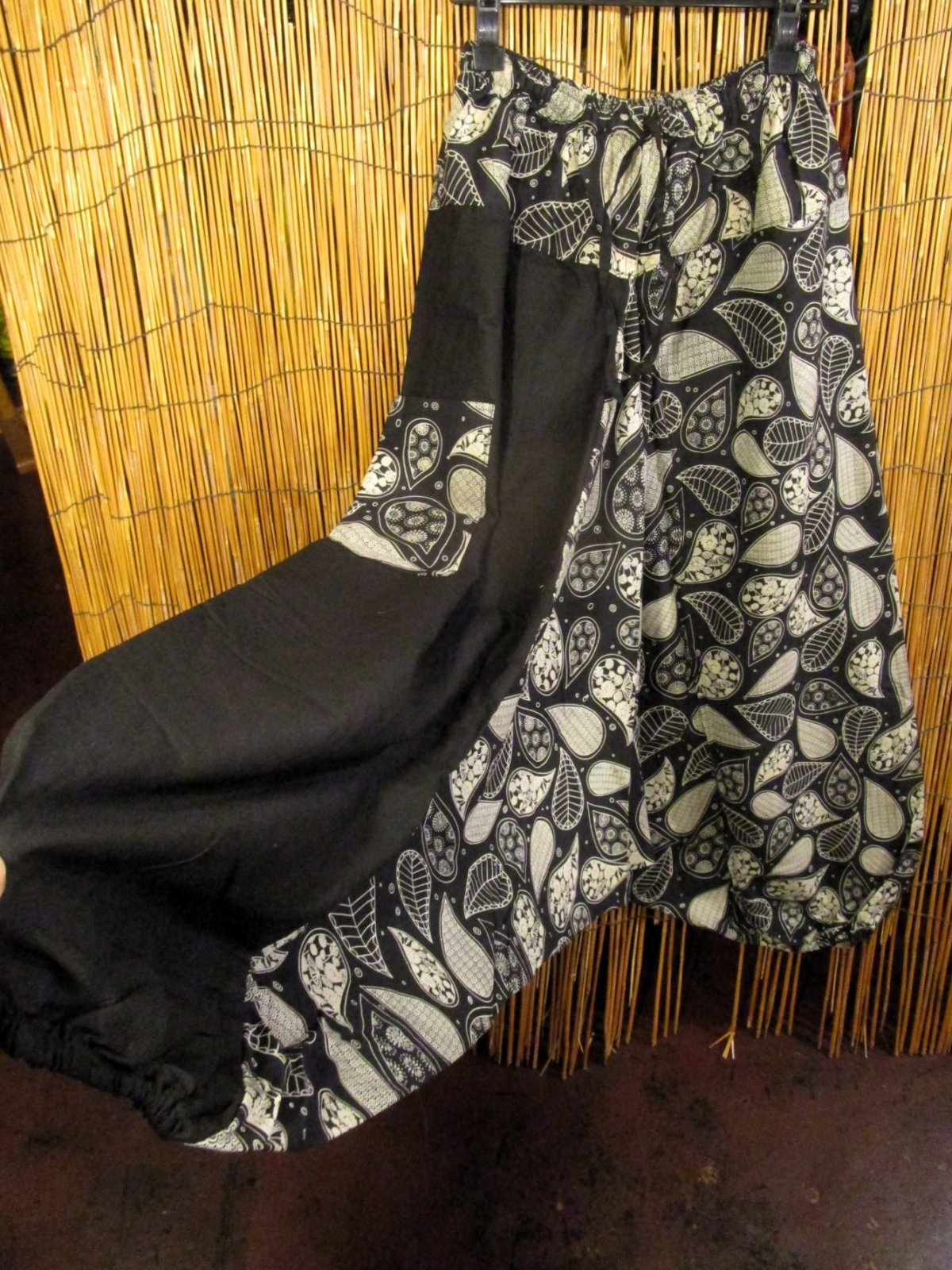 画像3: 黒色＋和風プリント＊切り替え＊コットン素材＊ふんわり＊サルエルパンツ