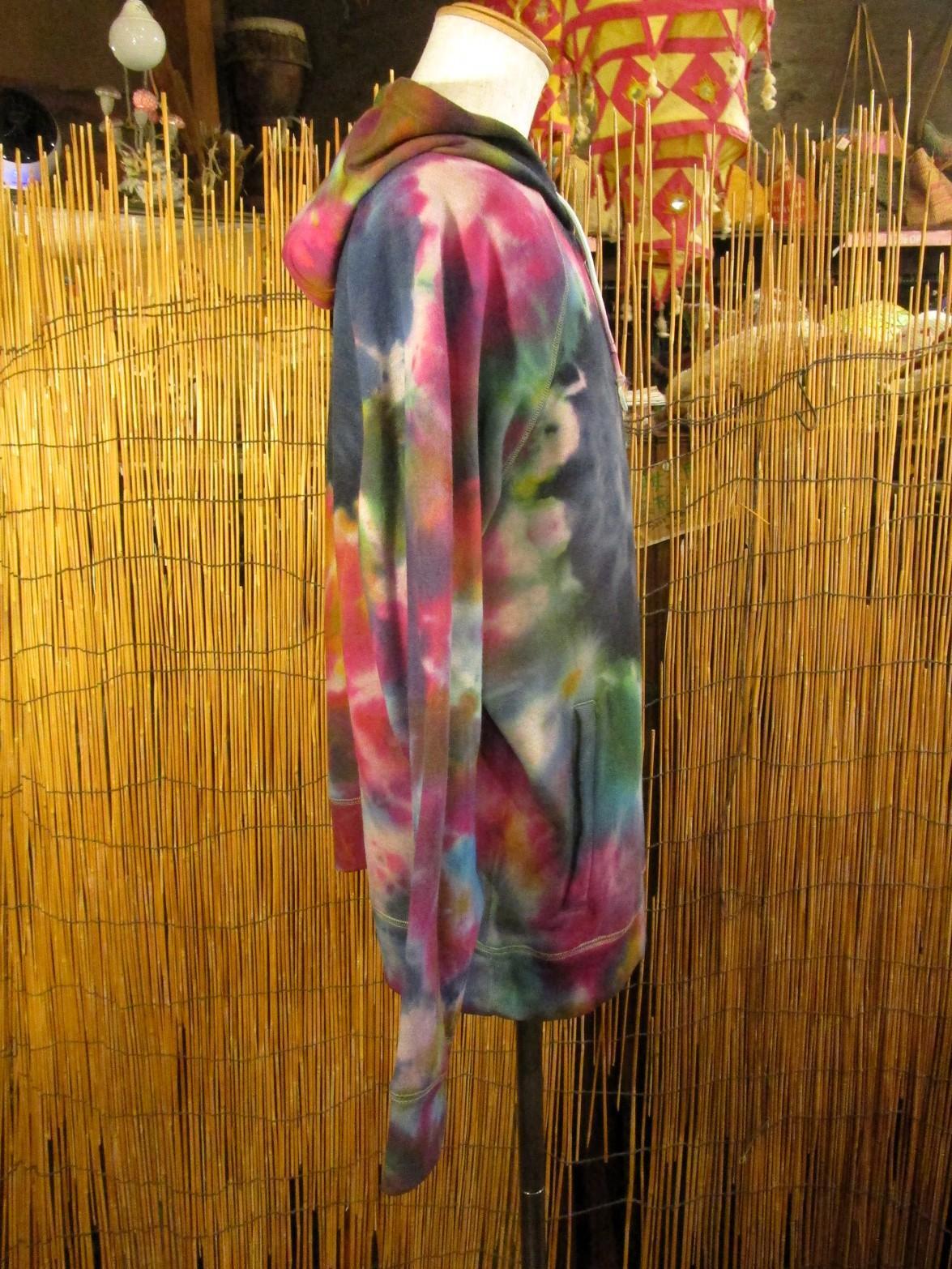 画像2: タイダイ染め＊裏起毛＊スウェット生地＊ジップアップ＊パーカー＊ＸＬ