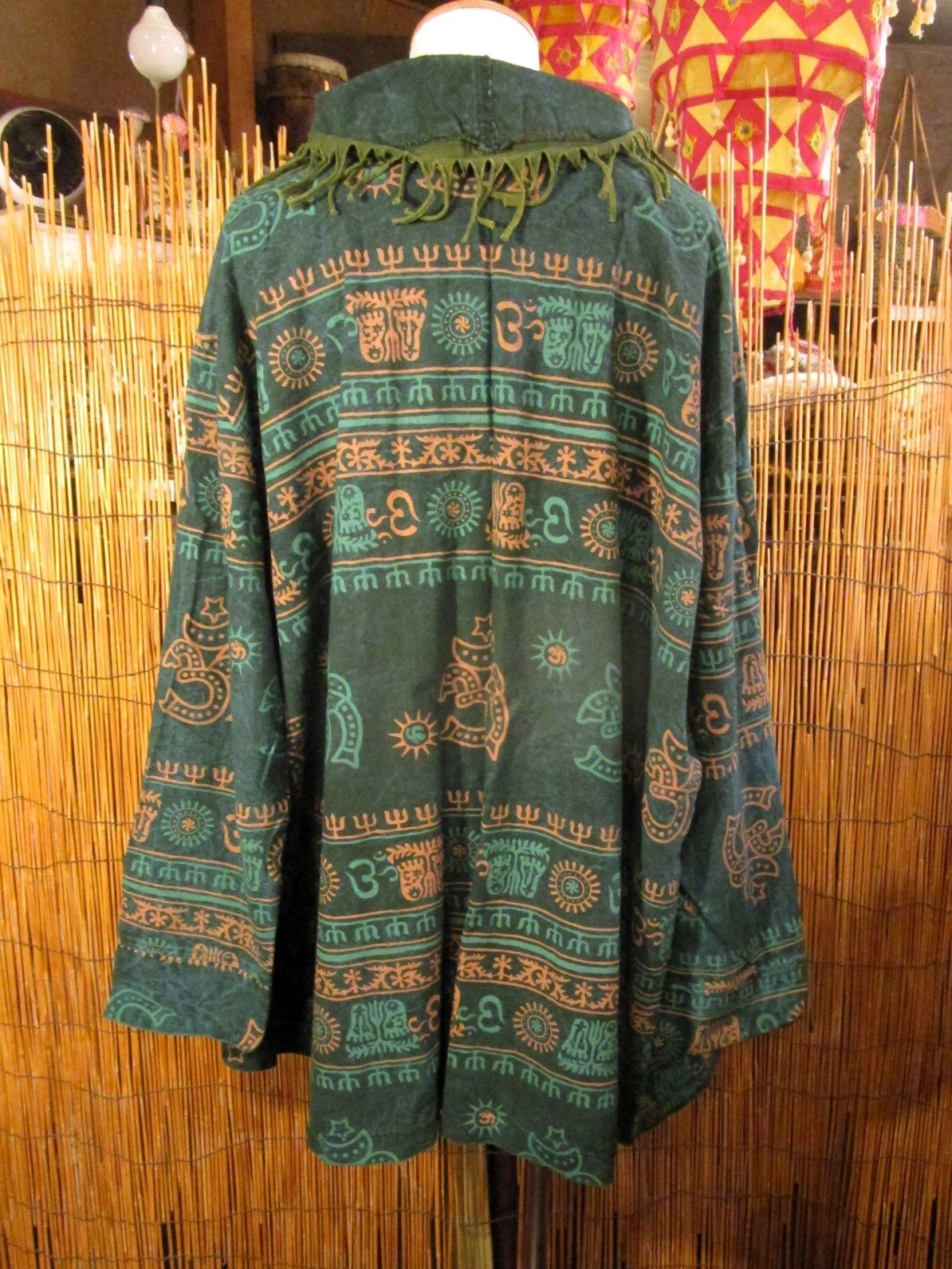 画像3: ストーンウォッシュ＆ラムナミプリント＊コットン素材＊ゆったりサイズ＊２ＷＡＹ＊フリンジ＊スナフキン＊旅人風コート