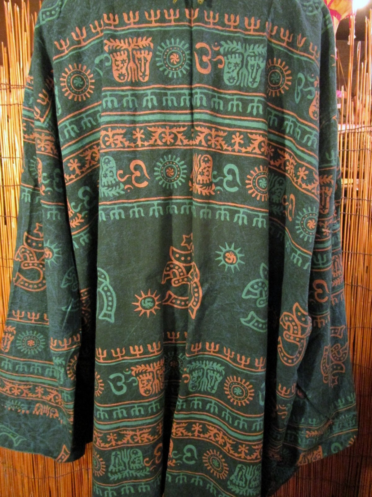 画像: ストーンウォッシュ＆ラムナミプリント＊コットン素材＊ゆったりサイズ＊２ＷＡＹ＊フリンジ＊スナフキン＊旅人風コート