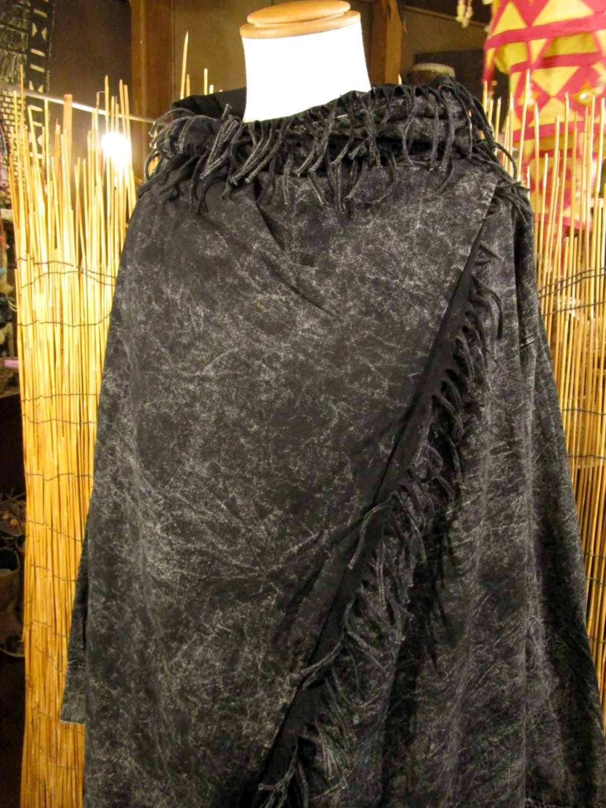 画像: ストーンウォッシュ加工＊コットン素材＊ゆったりサイズ＊２ＷＡＹ＊フリンジ＊スナフキン＊旅人風コート