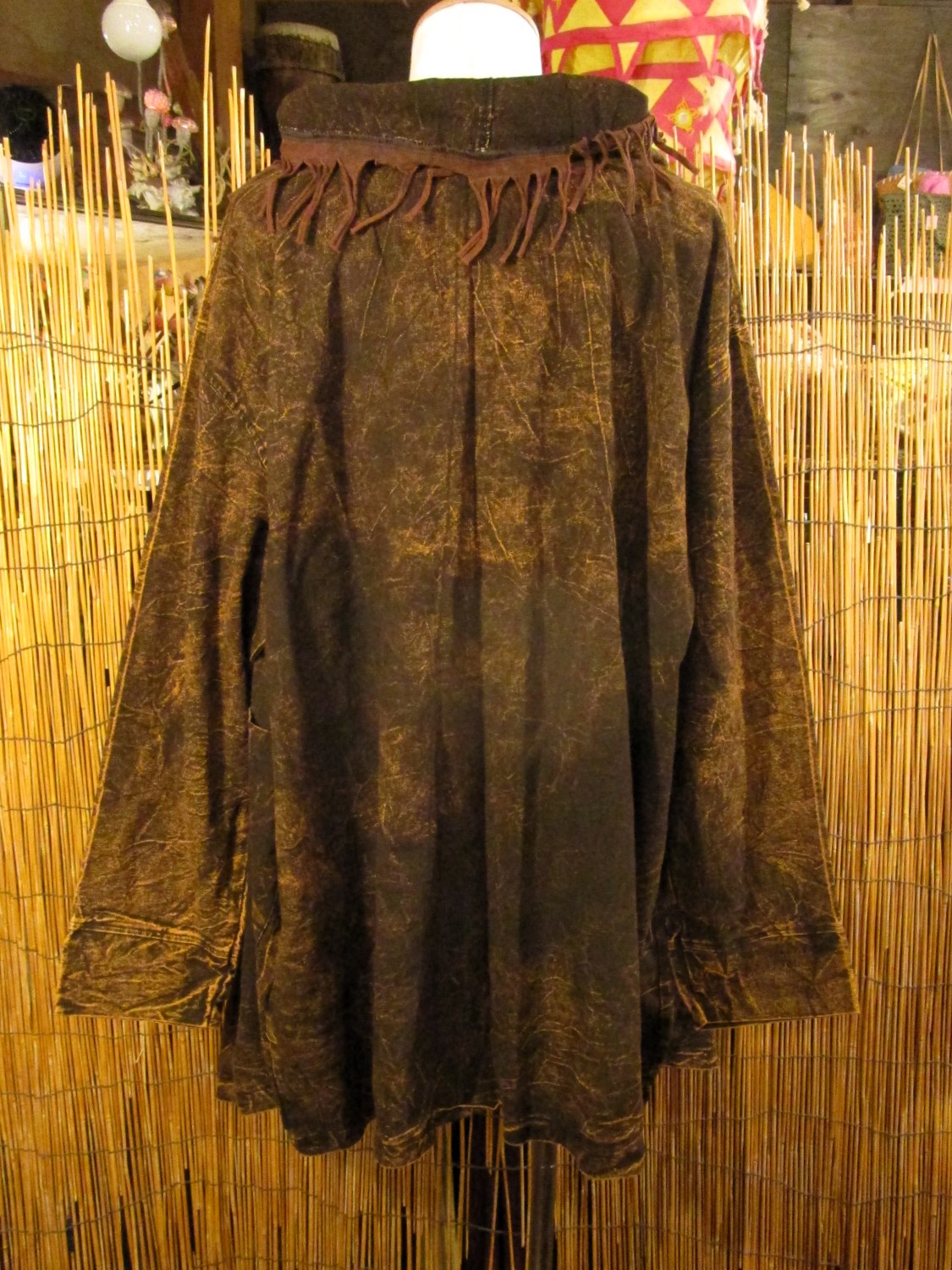 画像3: ストーンウォッシュ加工＊コットン素材＊ゆったりサイズ＊２ＷＡＹ＊フリンジ＊スナフキン＊旅人風コート