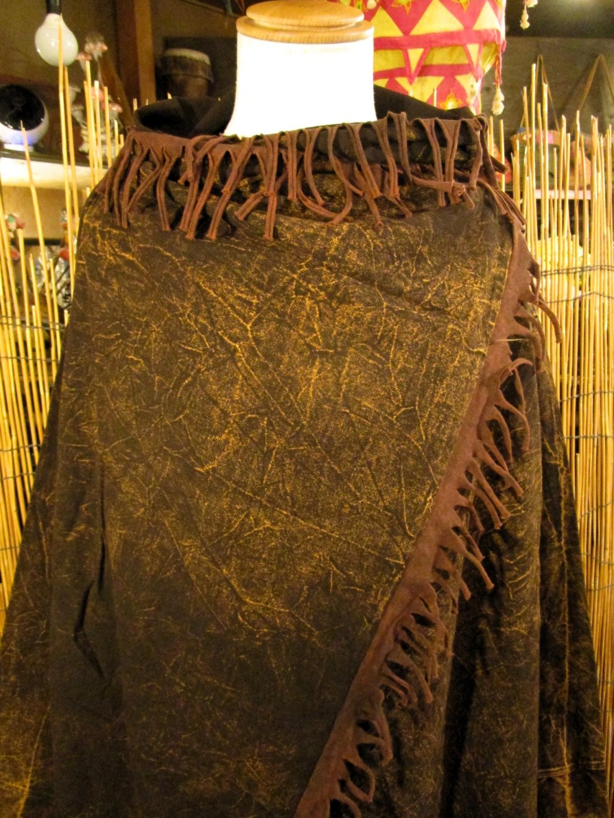 画像: ストーンウォッシュ加工＊コットン素材＊ゆったりサイズ＊２ＷＡＹ＊フリンジ＊スナフキン＊旅人風コート