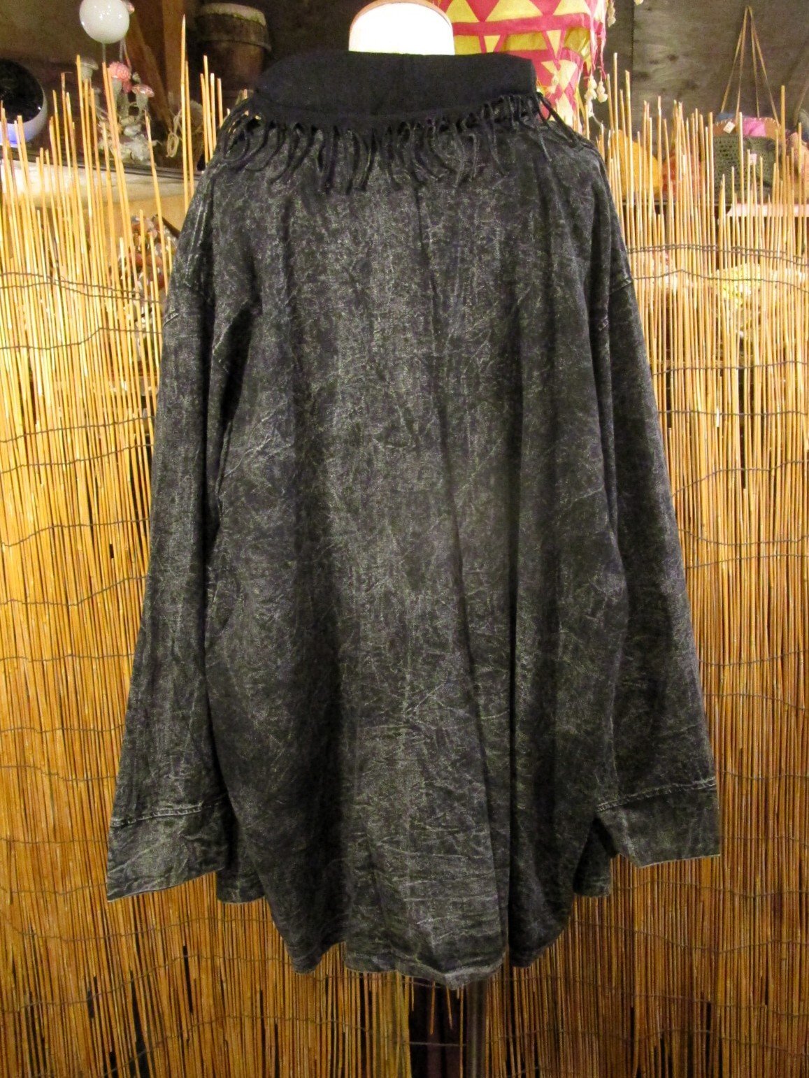 画像3: ストーンウォッシュ加工＊コットン素材＊ゆったりサイズ＊２ＷＡＹ＊フリンジ＊スナフキン＊旅人風コート