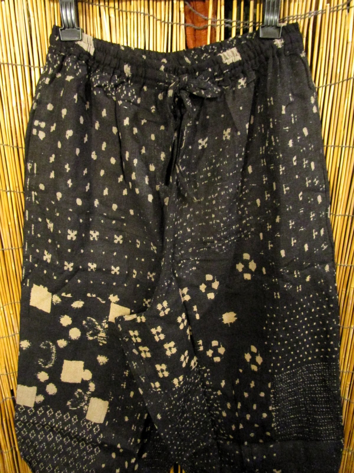 画像2: 粗織り＊コットン素材＊和風プリント＊もんぺ風＊アラジンパンツ 