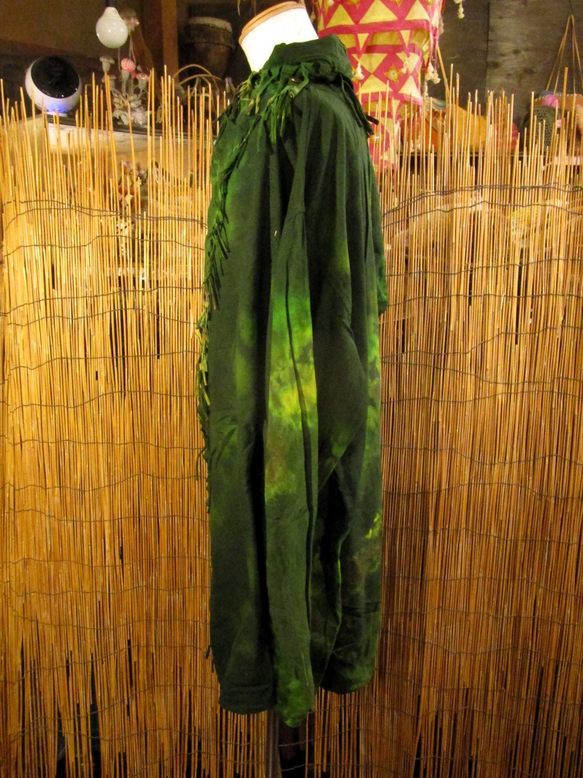 画像2: タイダイ染め＊コットン素材＊ゆったりサイズ＊２ＷＡＹ＊フリンジ＊スナフキン＊旅人風コート