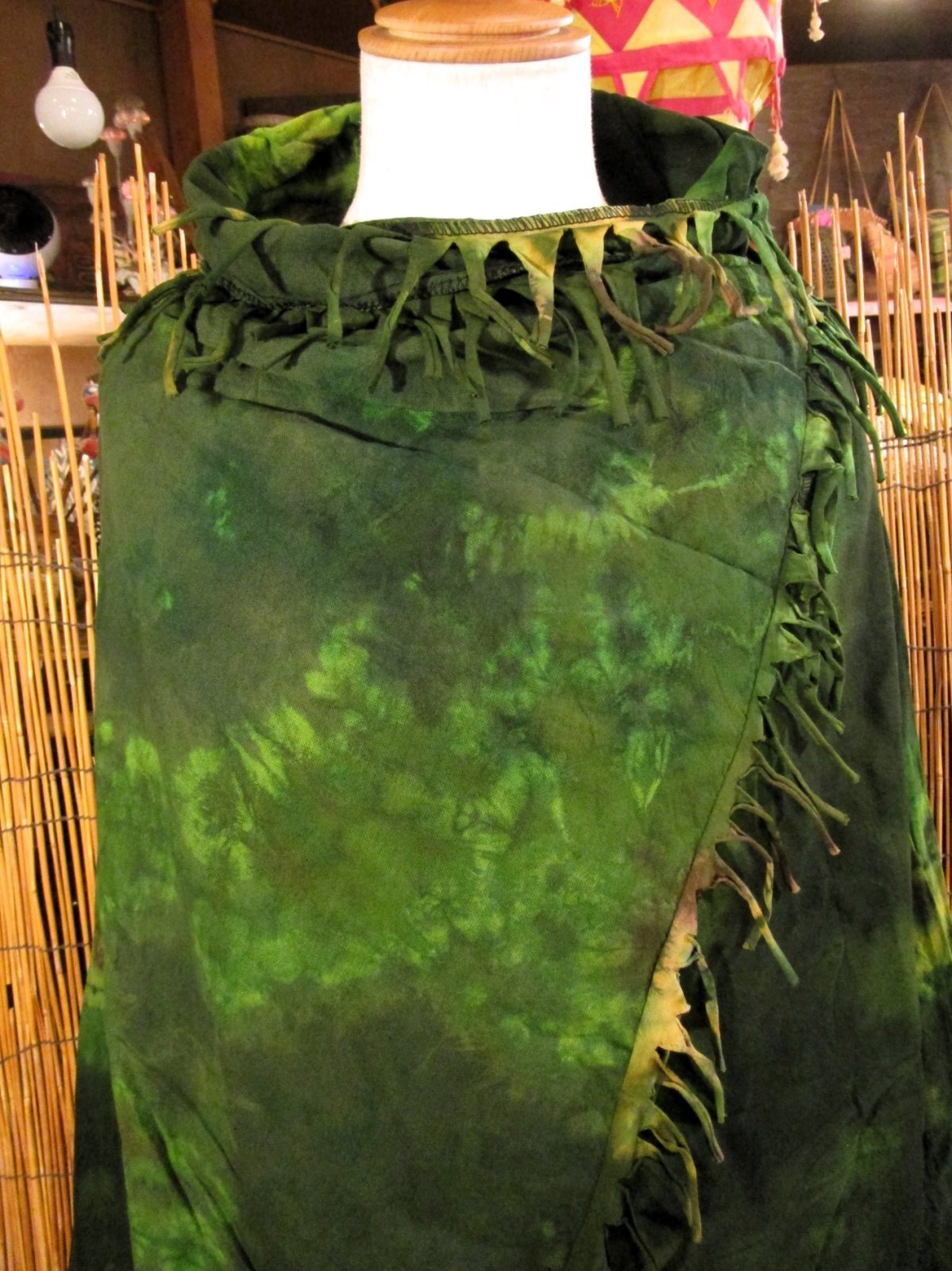 画像: タイダイ染め＊コットン素材＊ゆったりサイズ＊２ＷＡＹ＊フリンジ＊スナフキン＊旅人風コート