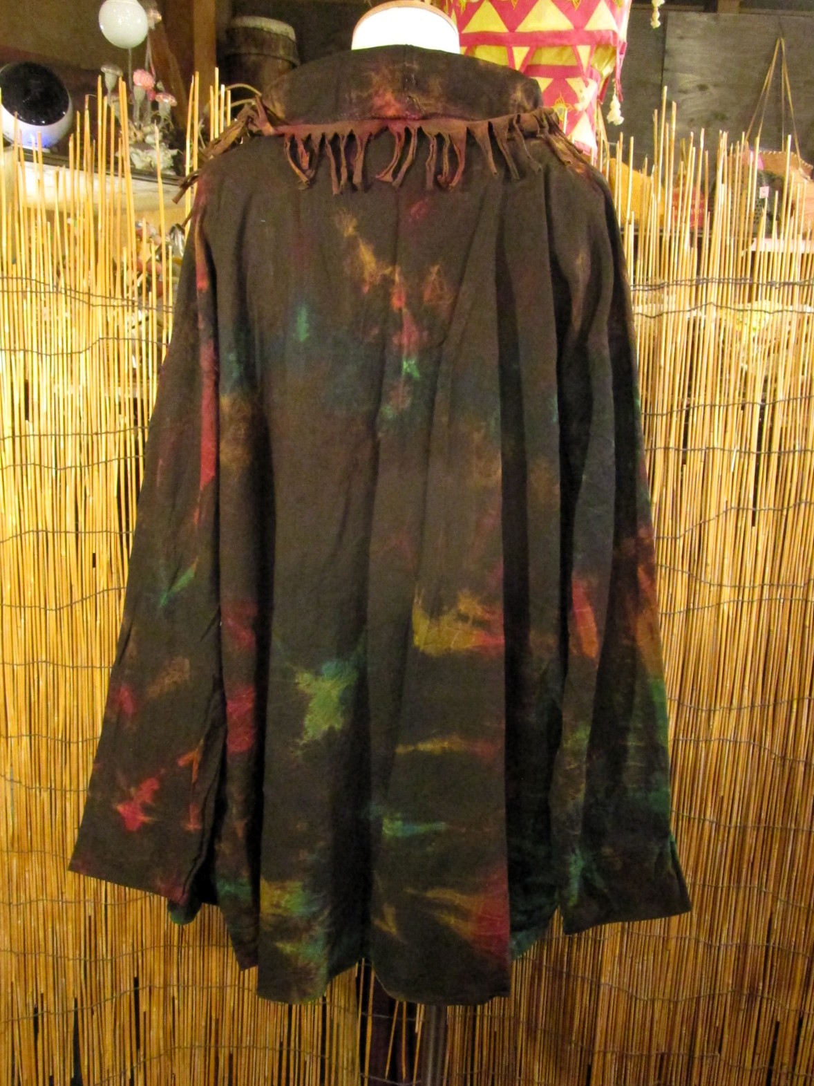 画像3: タイダイ染め＊コットン素材＊ゆったりサイズ＊２ＷＡＹ＊フリンジ＊スナフキン＊旅人風コート