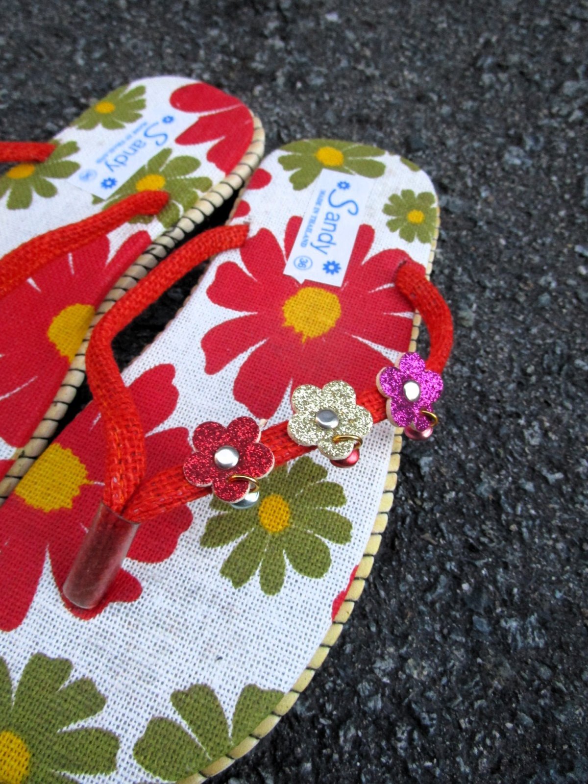 画像3: 【２２ｃｍ〜２２・５ｃｍ】お花プリント＊鈴付き＊ビーチサンダル