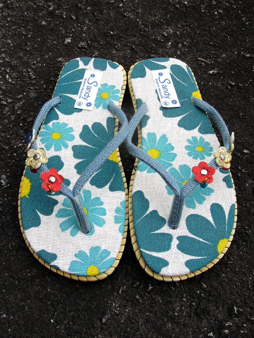 画像1: 【２３・５ｃｍ〜２４ｃｍ】お花プリント＊鈴付き＊ビーチサンダル