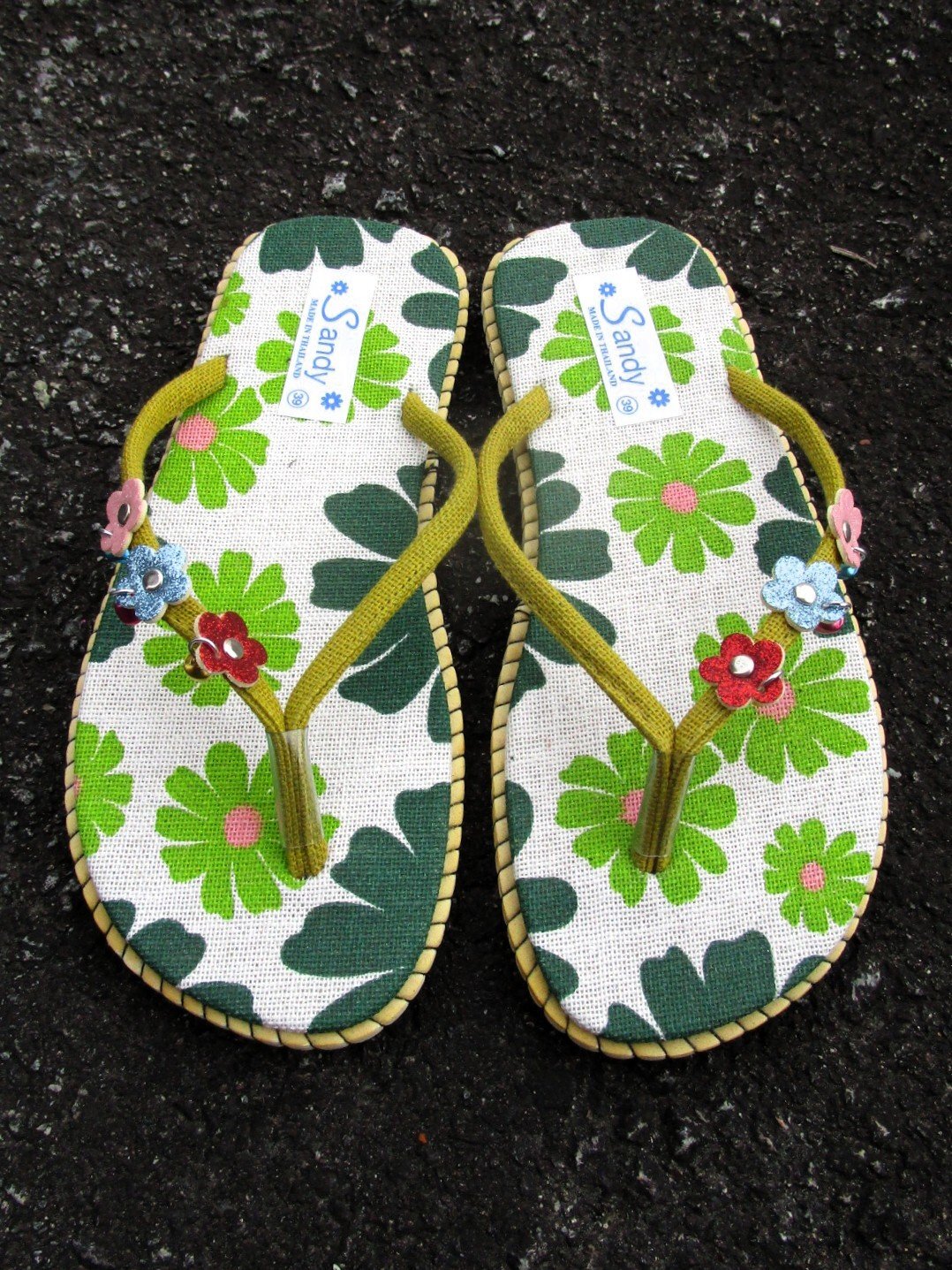 画像1: 【２３・５ｃｍ〜２４ｃｍ】お花プリント＊鈴付き＊ビーチサンダル