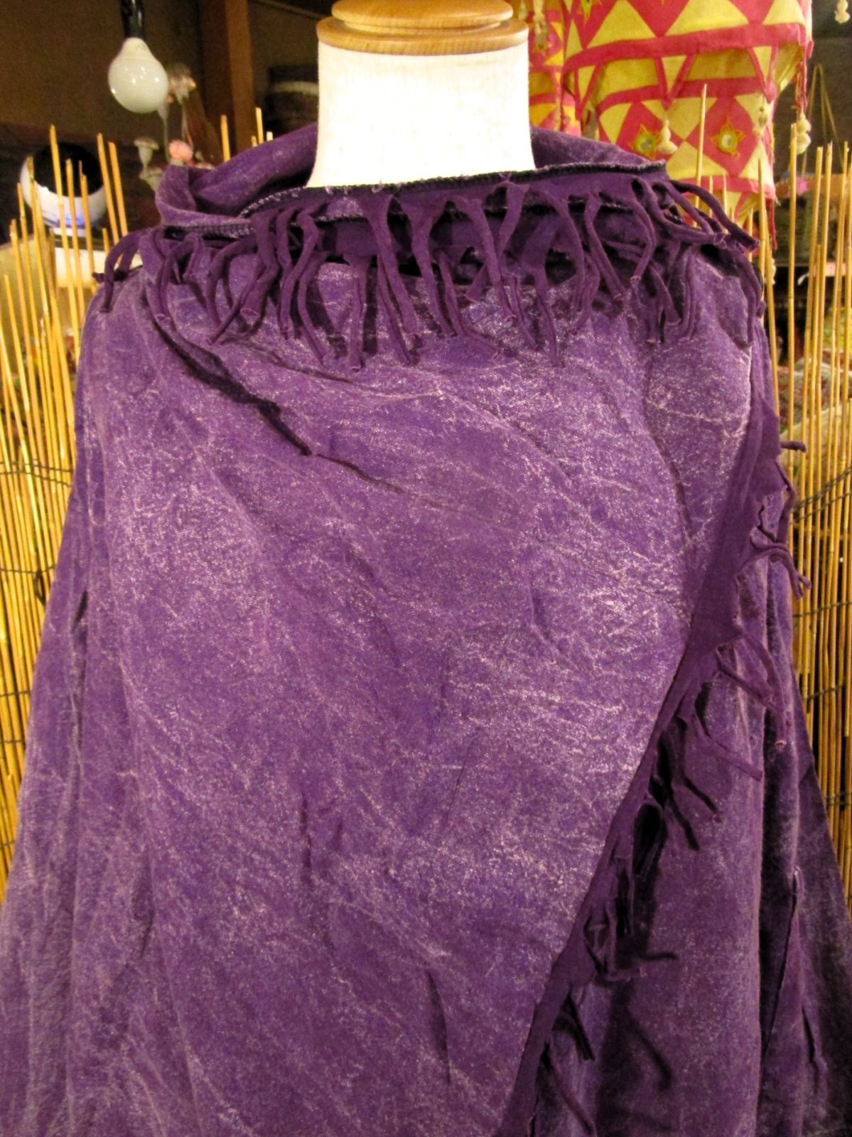 画像: ストーンウォッシュ加工＊コットン素材＊ゆったりサイズ＊２ＷＡＹ＊フリンジ＊スナフキン＊旅人風コート