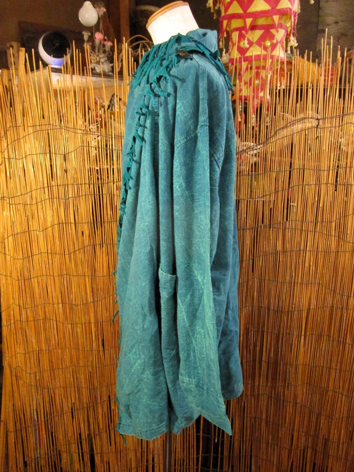 画像2: ストーンウォッシュ加工＊コットン素材＊ゆったりサイズ＊２ＷＡＹ＊フリンジ＊スナフキン＊旅人風コート