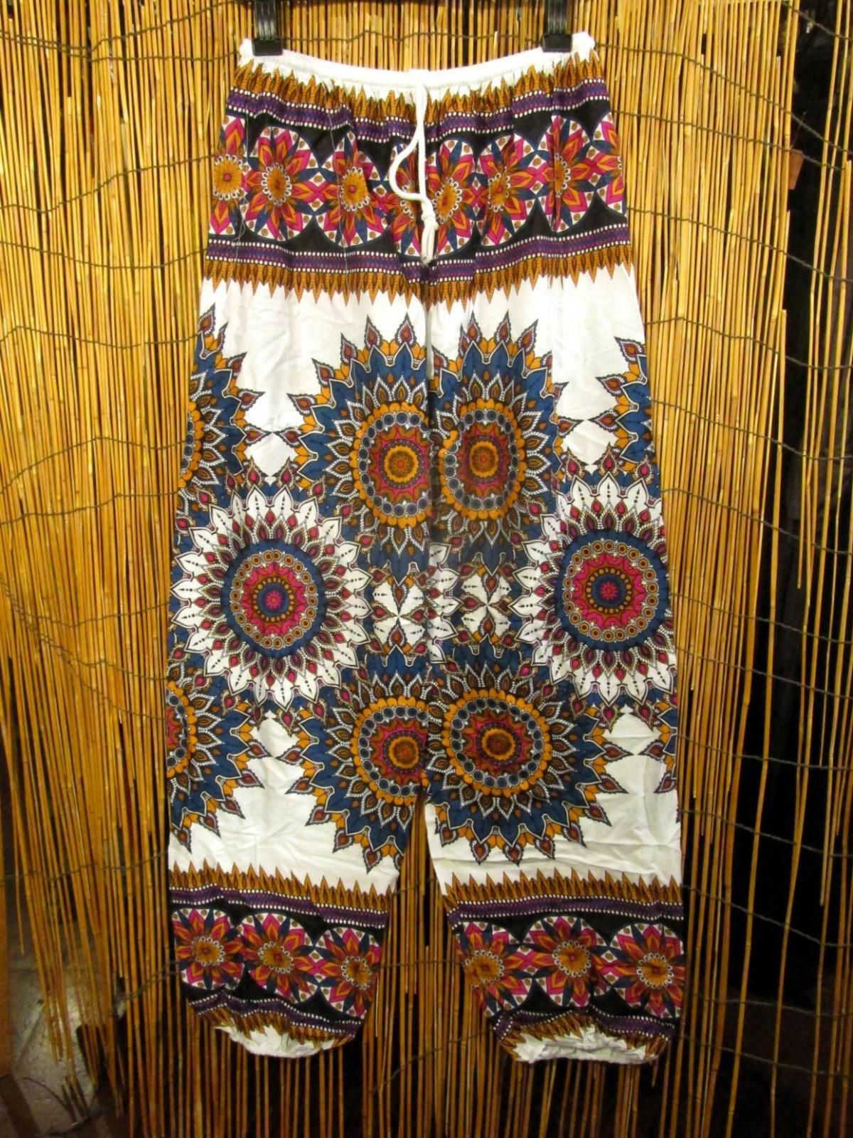 画像1: 曼荼羅風プリント＊レーヨン素材＊すっきり＊アラジンパンツ＊タイパンツ