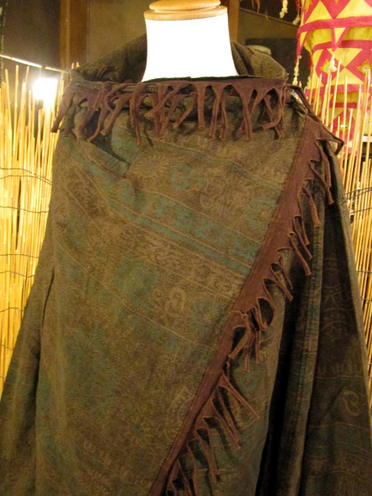 画像: ストーンウォッシュ＆ラムナミプリント＊コットン素材＊ゆったりサイズ＊２ＷＡＹ＊フリンジ＊スナフキン＊旅人風コート