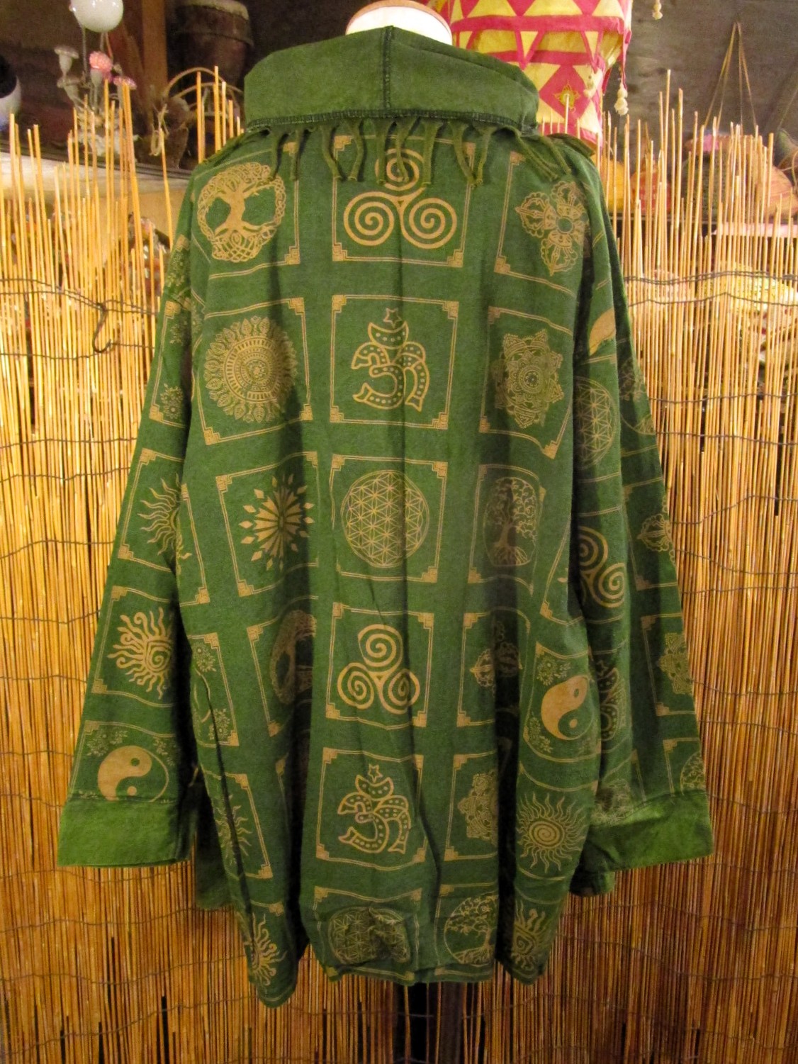 画像3: ストーンウォッシュ加工＊コットン素材＊民族調プリント＊ゆったりサイズ＊２ＷＡＹ＊フリンジ＊スナフキン＊旅人風コート