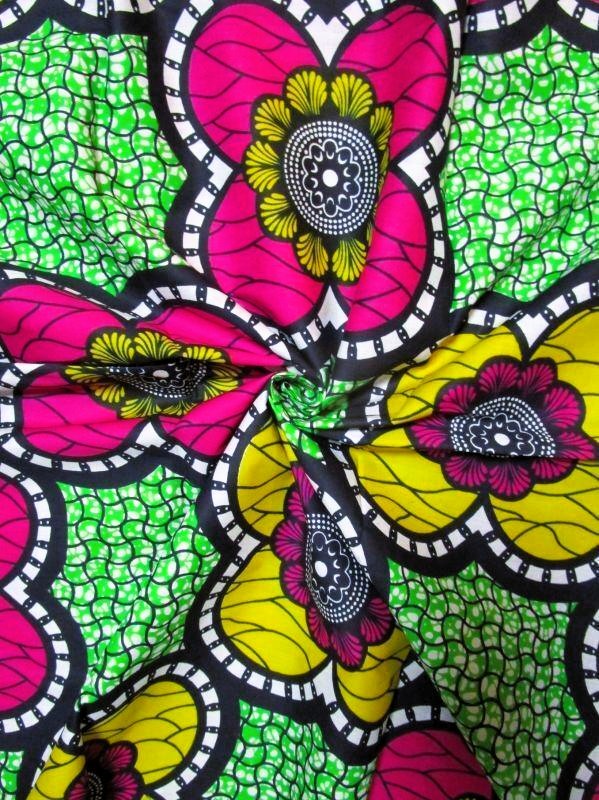 画像: アフリカンプリント生地 パーニュ