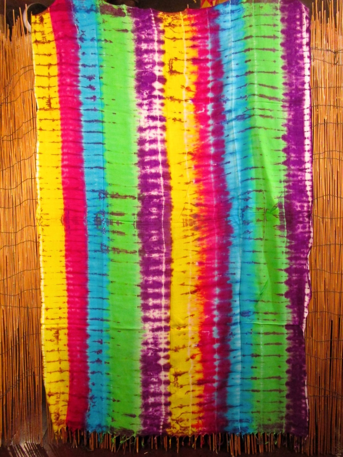 画像1: タイダイ染め＊レーヨン素材＊フリンジ＊マルチクロス＊パレオ