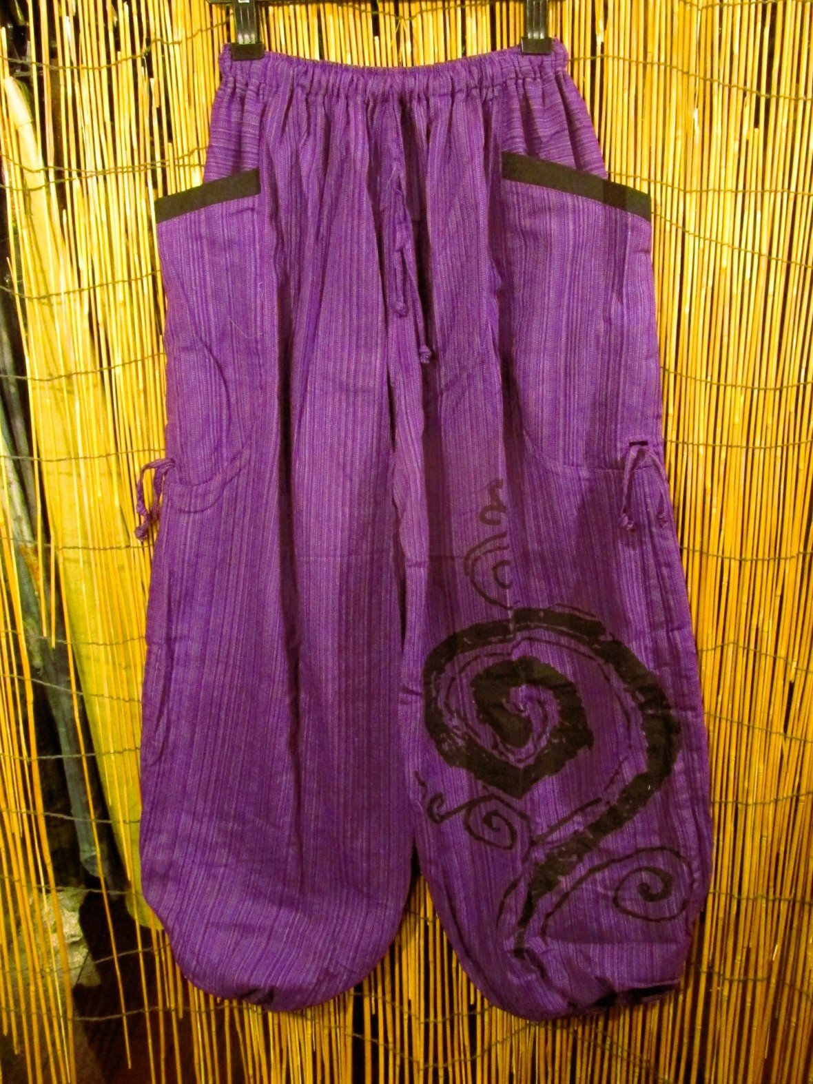 画像1: 渦巻きプリント＊コットン素材＊カーゴタイプ＊ふんわり＊アラジンパンツ