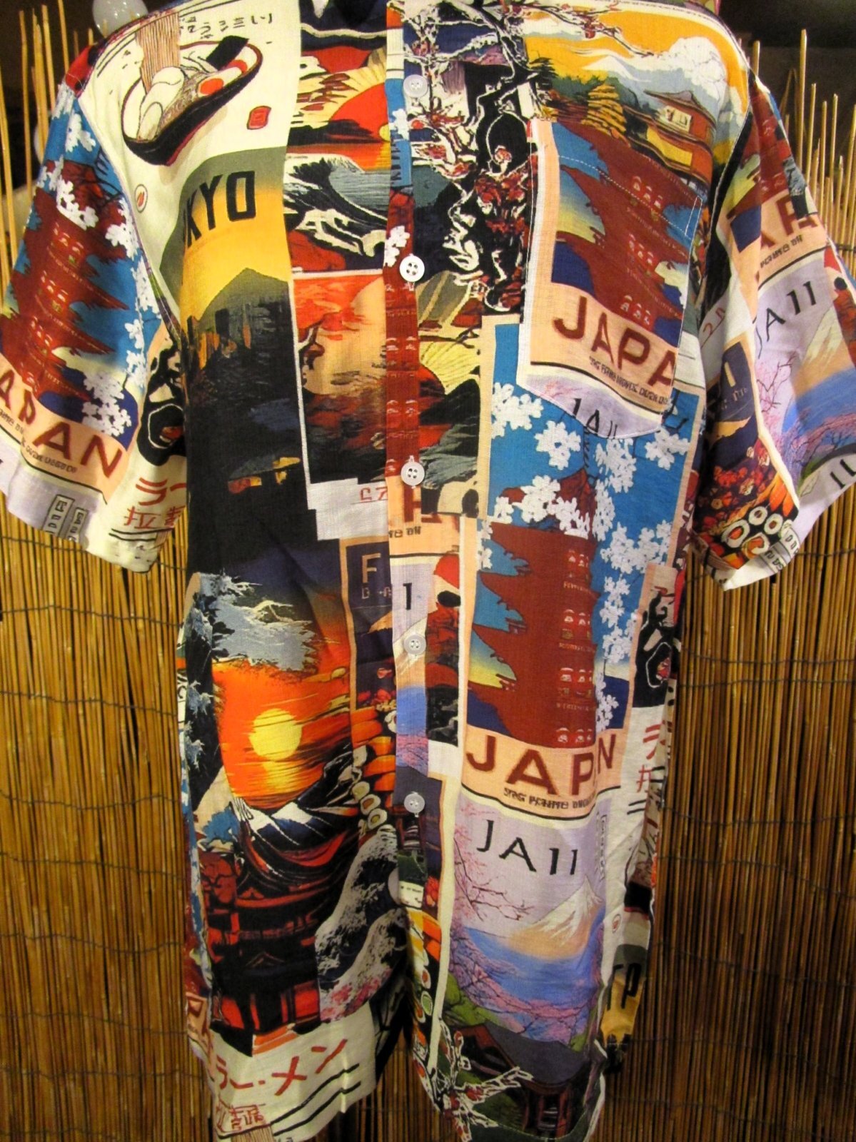 画像: 和風プリント＊コットン＆リネン混紡＊個性的＊半袖＊アロハシャツ ＊Ｍ