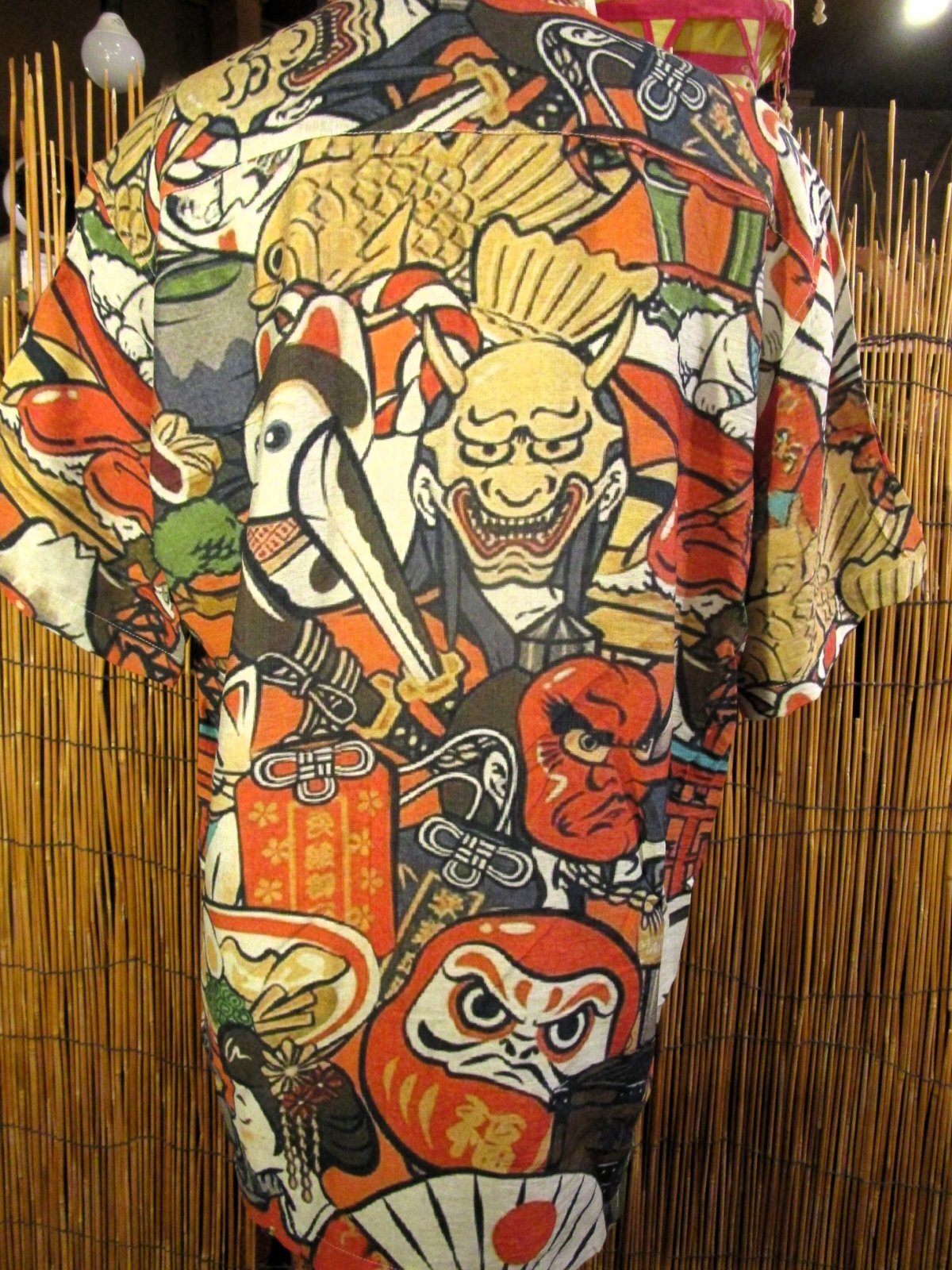 画像: 和風プリント＊コットン＆リネン混紡＊個性的＊半袖＊アロハシャツ ＊Ｍ