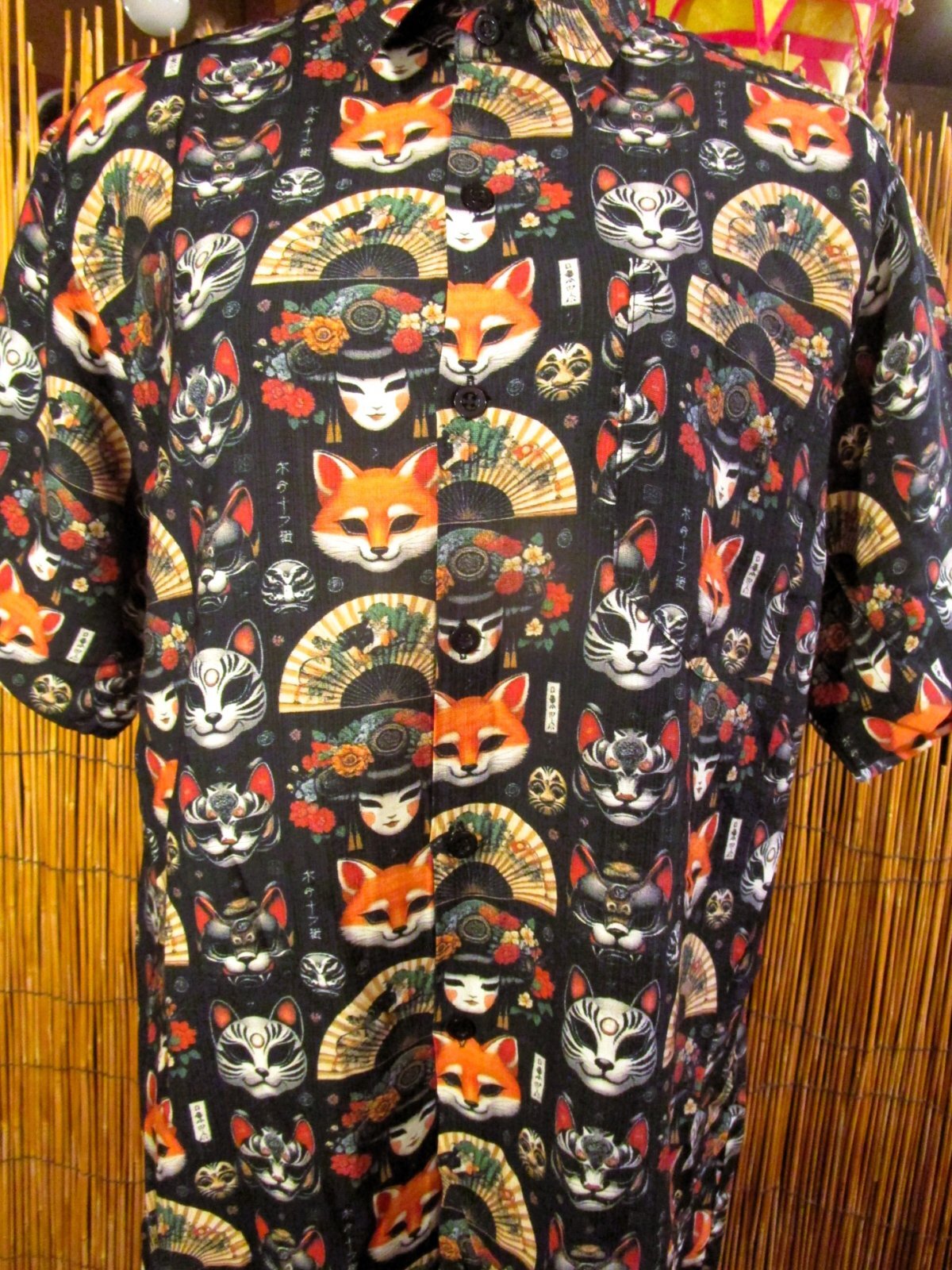 画像: 和風プリント＊コットン＆リネン混紡＊個性的＊半袖＊アロハシャツ ＊Ｍ