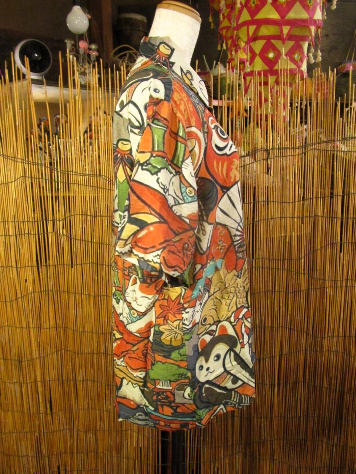 画像2: 和風プリント＊コットン＆リネン混紡＊個性的＊半袖＊アロハシャツ ＊Ｍ