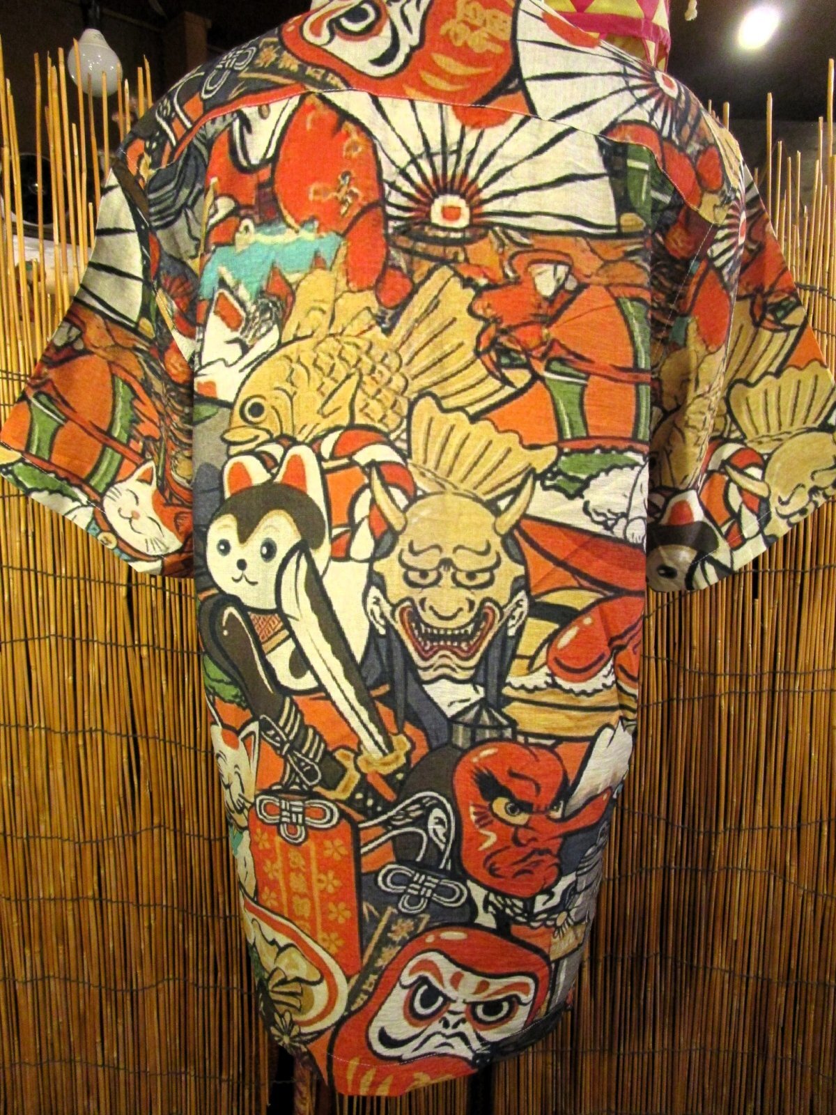 画像: 和風プリント＊コットン＆リネン混紡＊個性的＊半袖＊アロハシャツ ＊Ｍ